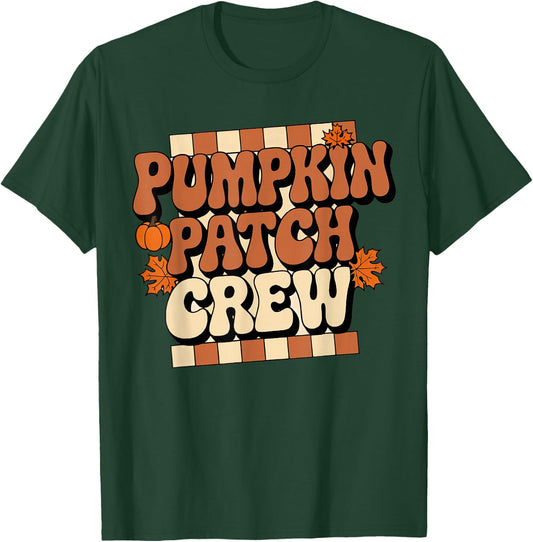 Pumpkin Patch Crew Toddler Boy Groovy Girl Retro Halloween T-Shirt - T-Shirt | Forest