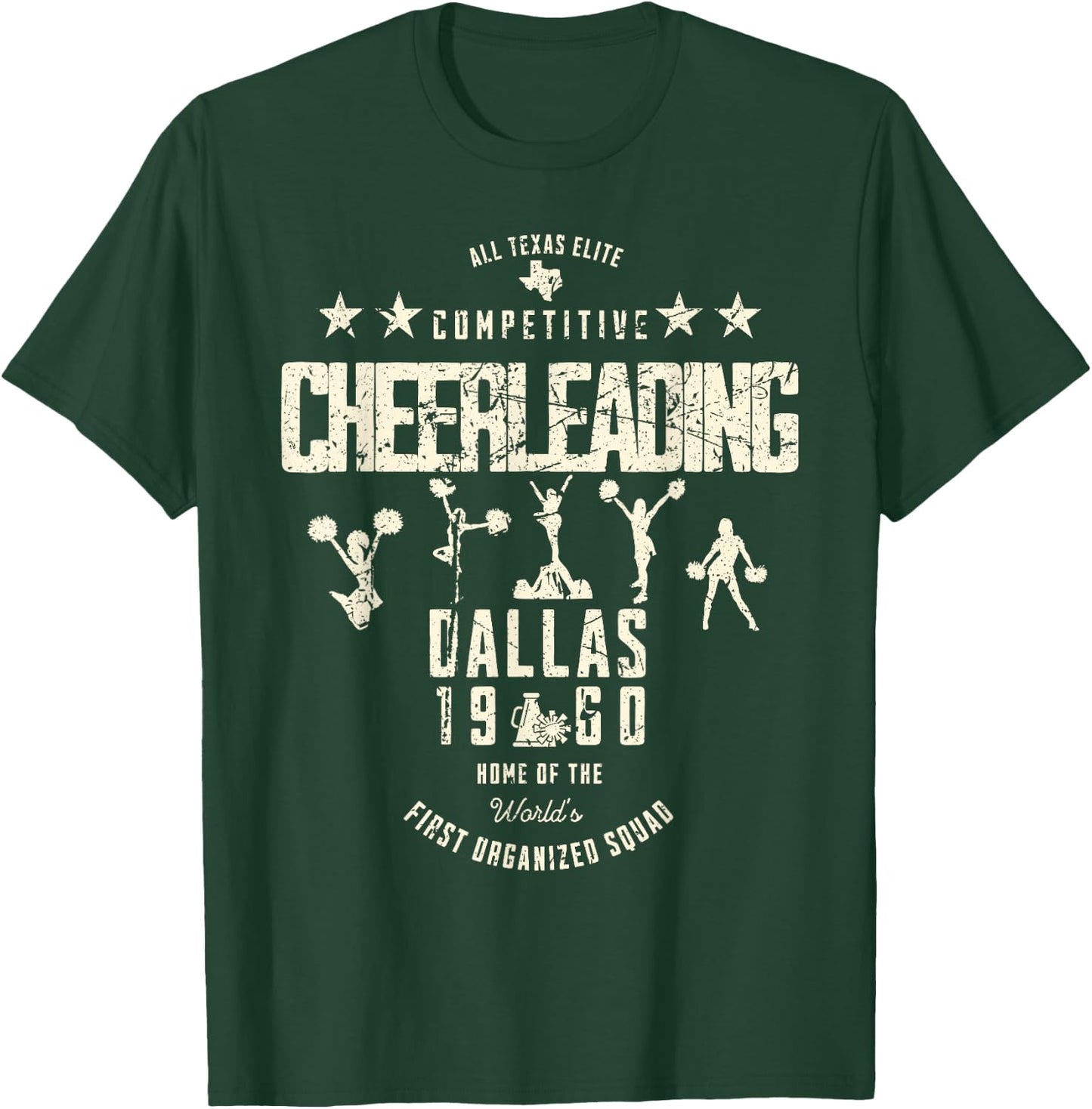 All Texas Elite Competitive Cheerleading Dallas 1960 Vintage T-Shirt - T-Shirt | Forest