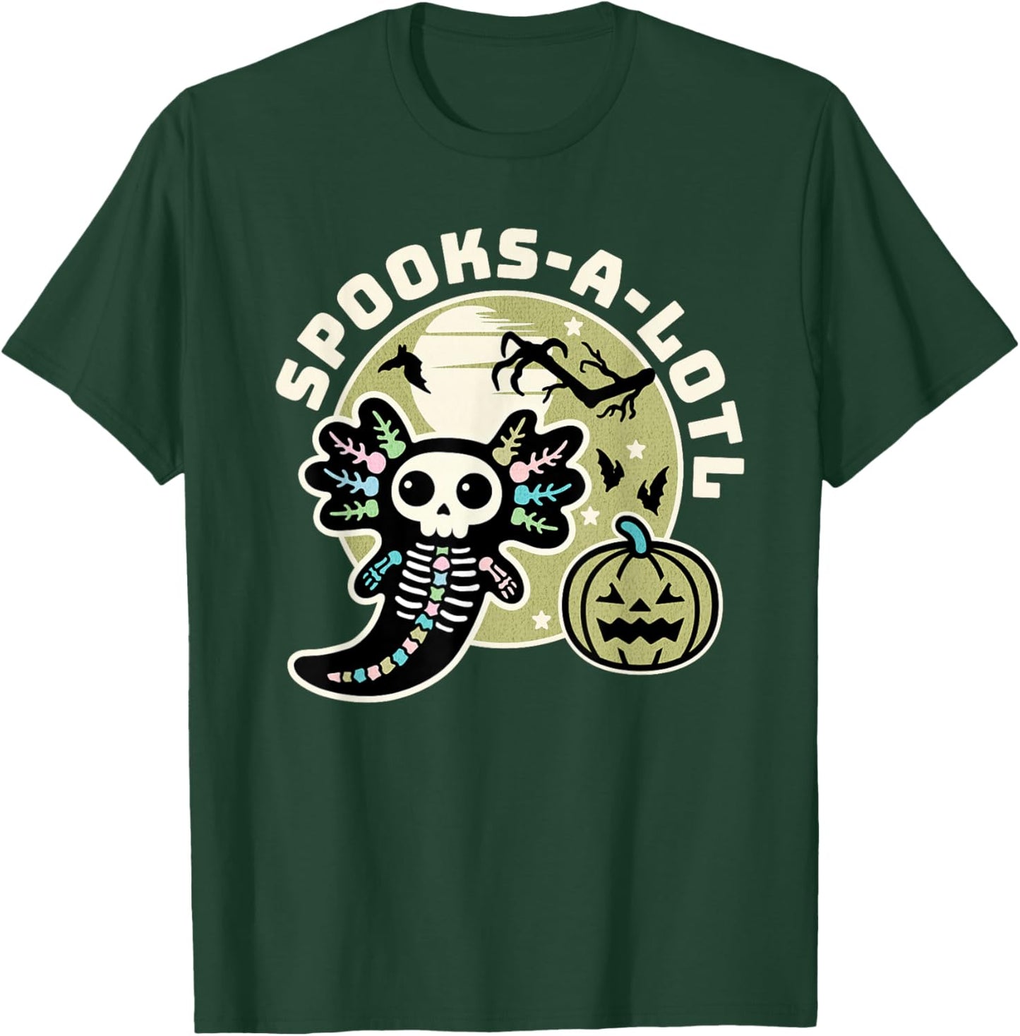 Spooks-A-Lotl Halloween Kawaii Axolotl T-Shirt - T-Shirt | Forest