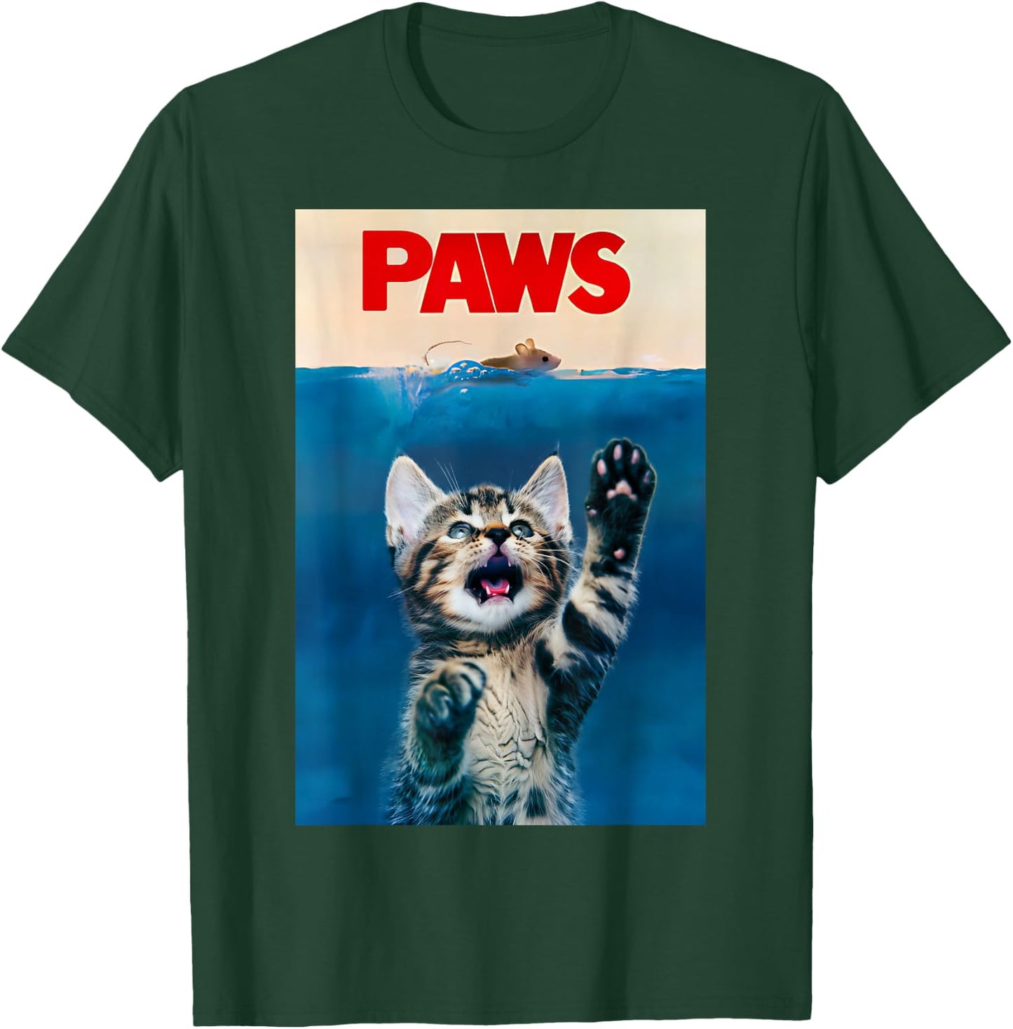 Paws Funny Cat Parody cat Lover Gift Kitten Shark Mouse Meow T-Shirt - T-Shirt | Forest