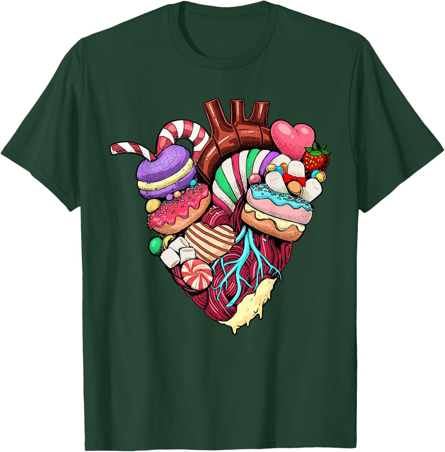 Anatomical Heart Shirt Sweet Candy Heart Cardiology Cardiac T-Shirt - T-Shirt | Forest