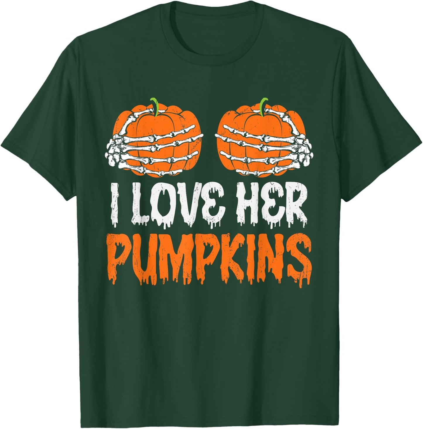 I Love His Broomstick I Love Her Pumpkins Halloween Couples T-Shirt - T-Shirt | Forest