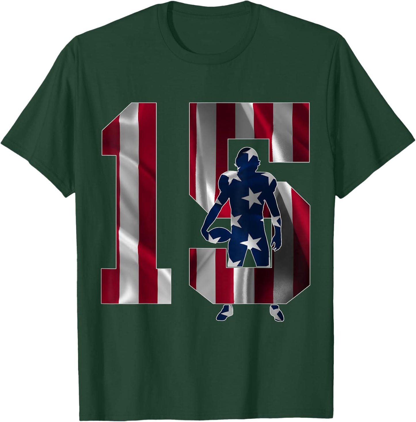 Number 15 Years Football 15th Birthday T-Shirt - T-Shirt | Forest