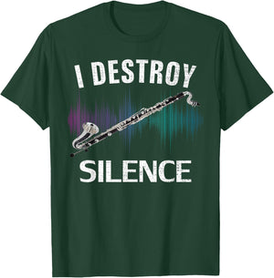 Vintage I Destroy Silence Bass Clarinet Funny Orchestra Gift T-Shirt - T-Shirt | Forest