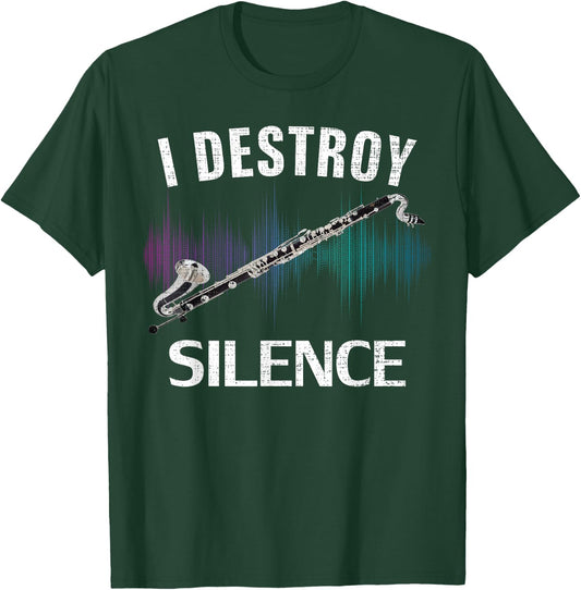 Vintage I Destroy Silence Bass Clarinet Funny Orchestra Gift T-Shirt - T-Shirt | Forest