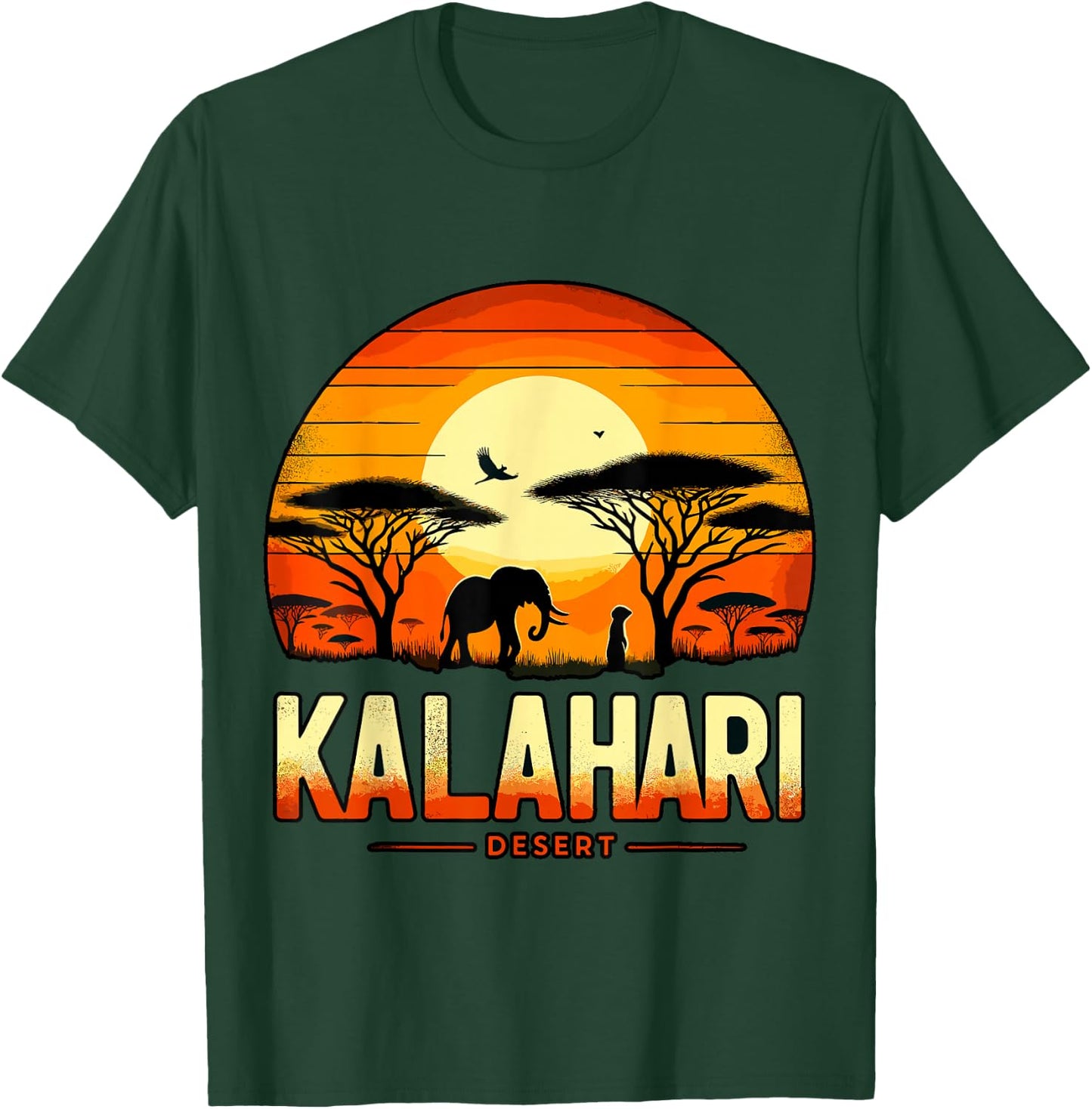 Kalahari Desert Africa Safari Elephant Sunset T-Shirt - T-Shirt | Forest