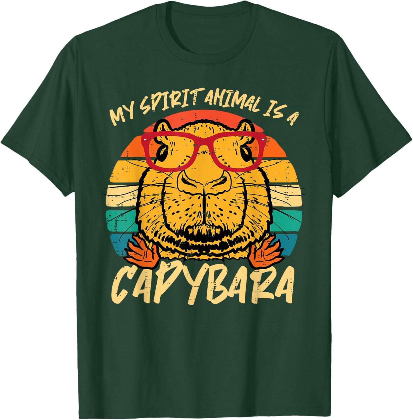 My Spirit Animal Is Capybara Retro Capy Women Girls Kids Men T-Shirt - T-Shirt | Forest