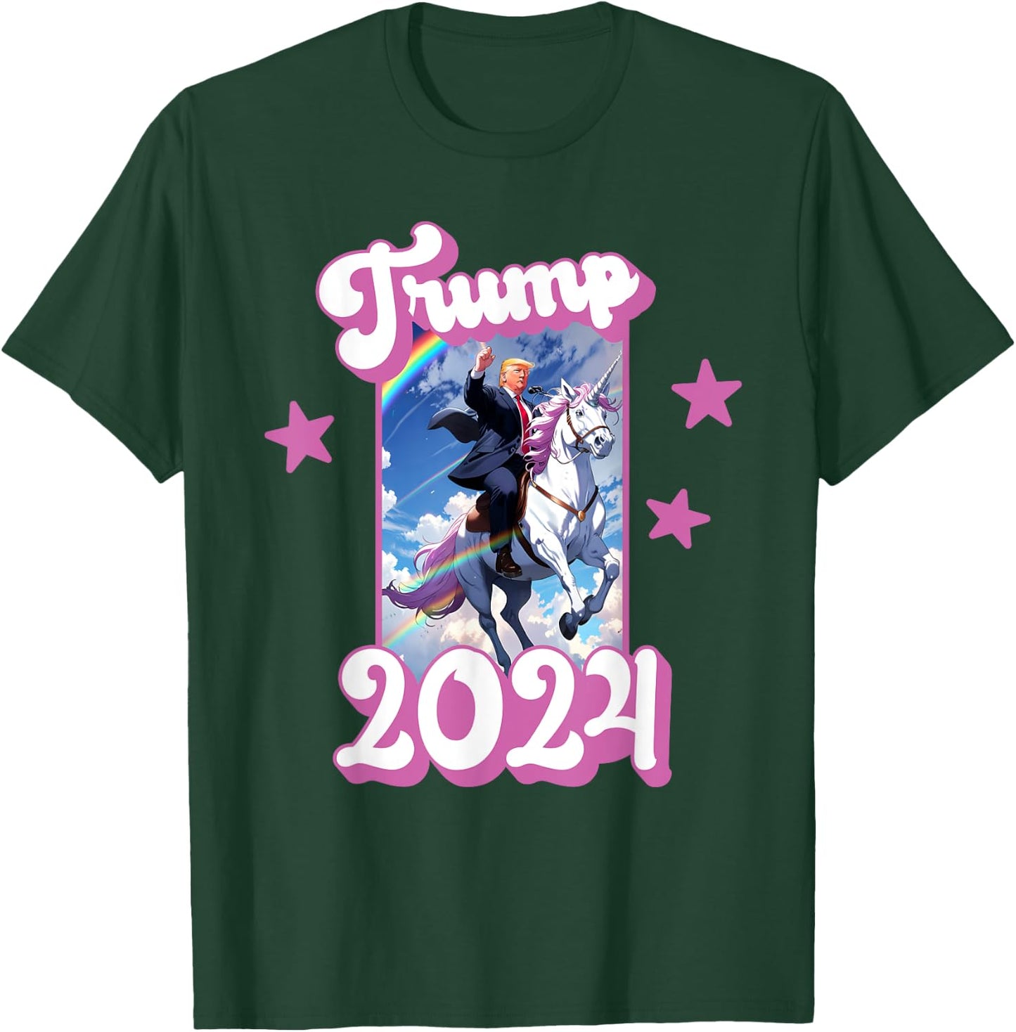 Funny Donald Trump Riding an Unicorn. Pink Trump 2024 Girl T-Shirt - T-Shirt | Forest