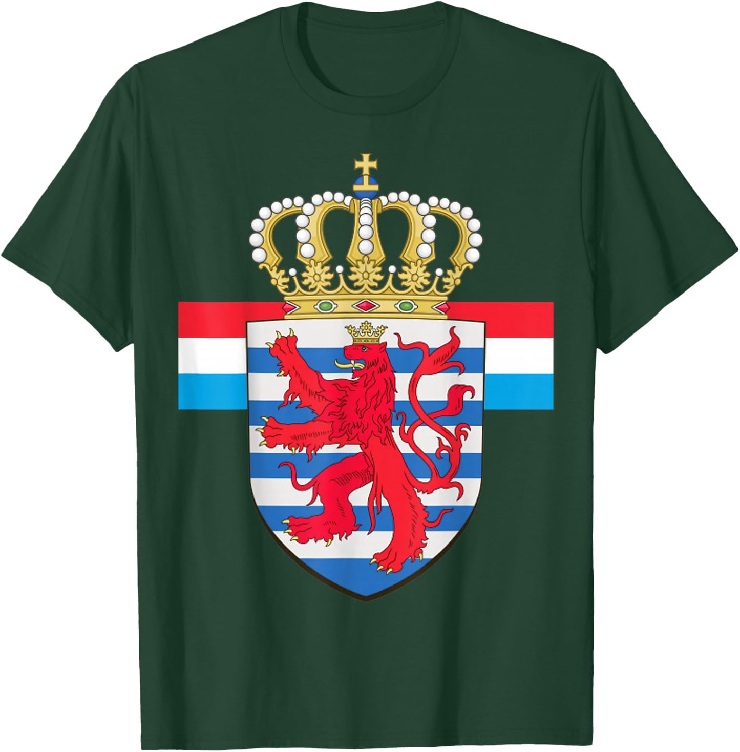 Luxembourg National Lion Emblem and Flag T-Shirt - T-Shirt | Forest