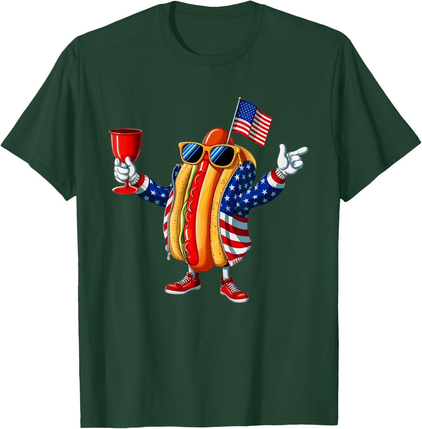 Patriotic 4th of July Hotdog Funny Fourth of July Men Women T-Shirt - T-Shirt | Forest