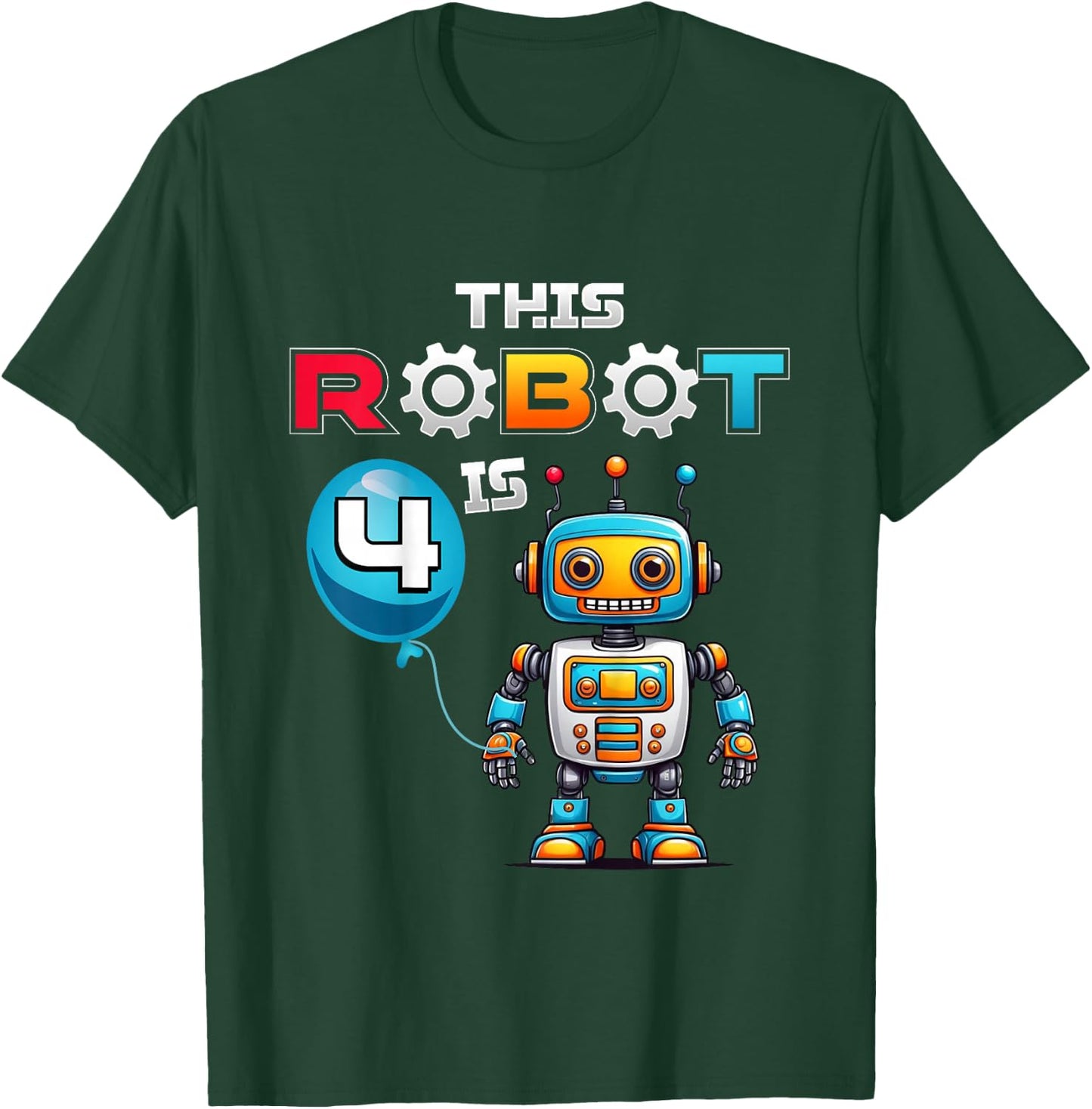 Kids Robot Birthday This Robot Is 4 Years Old Boys Robotics Kids T-Shirt - T-Shirt | Forest