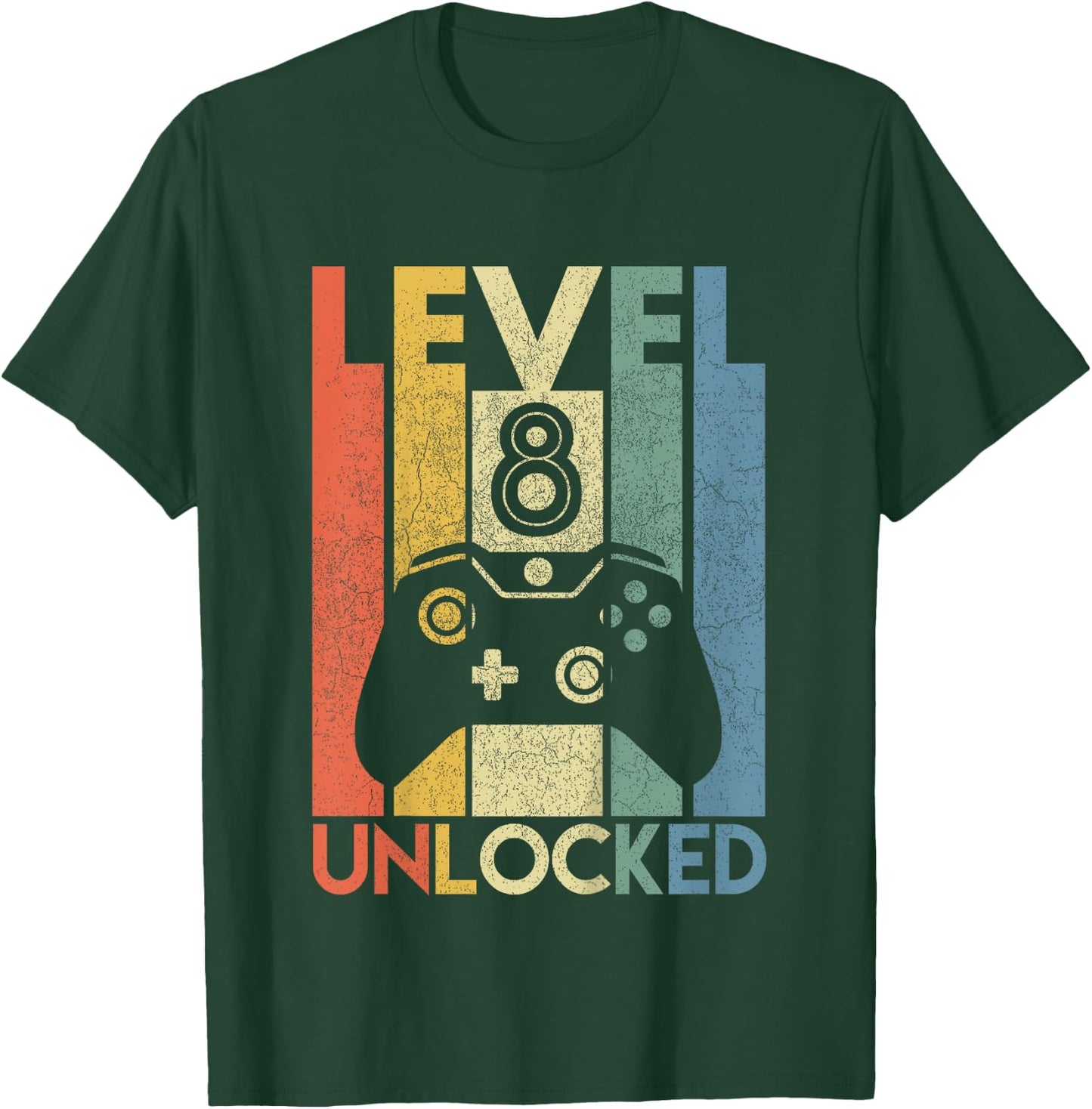 Level 8 Unlocked Funny Video Gamer 8th Birthday Gift T-Shirt - T-Shirt | Forest