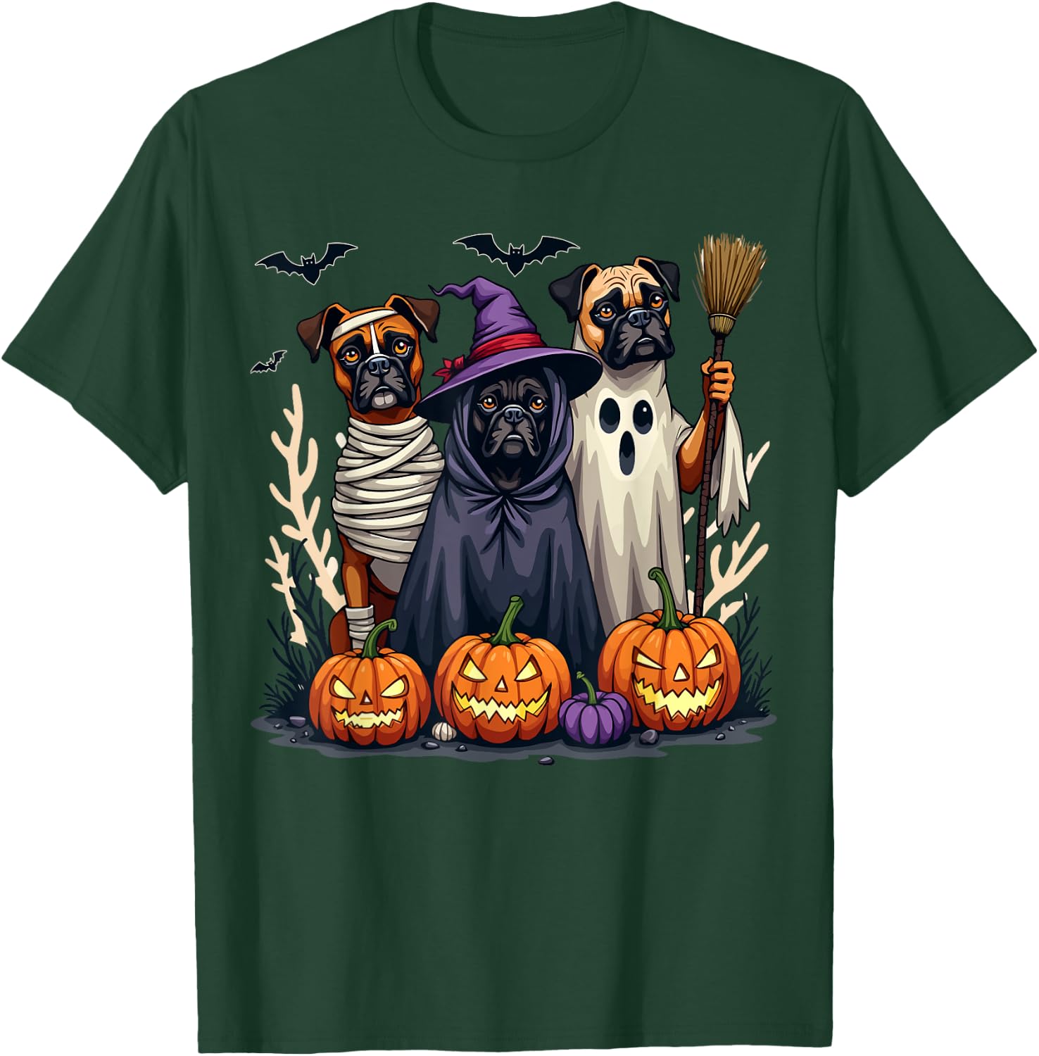 Boxer Halloween Costume Cute Spooky Dog Lover Men Women Kids T-Shirt - T-Shirt | Forest