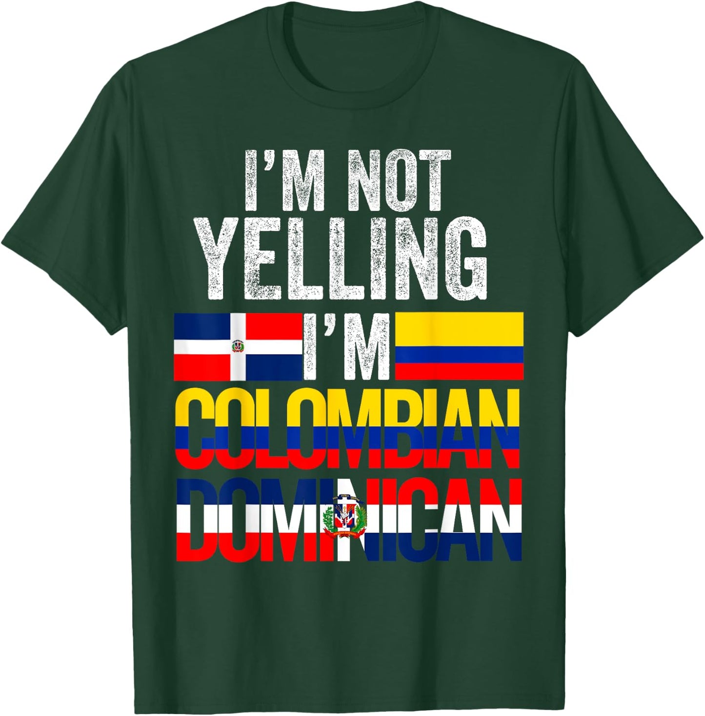 Half Colombian Half Dominican Flag 1/2 Heritage Pride T-Shirt - T-Shirt | Forest