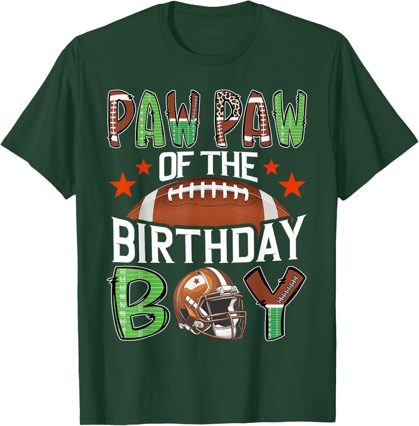 Paw Paw Of The Birthday Boy Game Day Football T-Shirt - T-Shirt | Forest