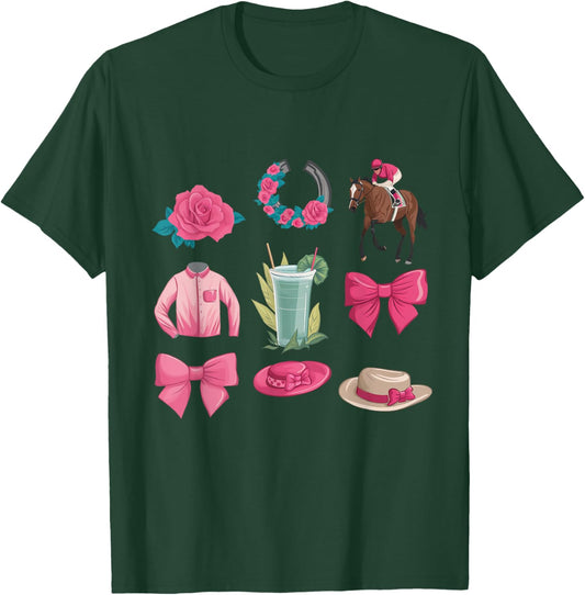 Pink Coquette Bow Derby Day Horse Racing Derby T-Shirt - T-Shirt | Forest