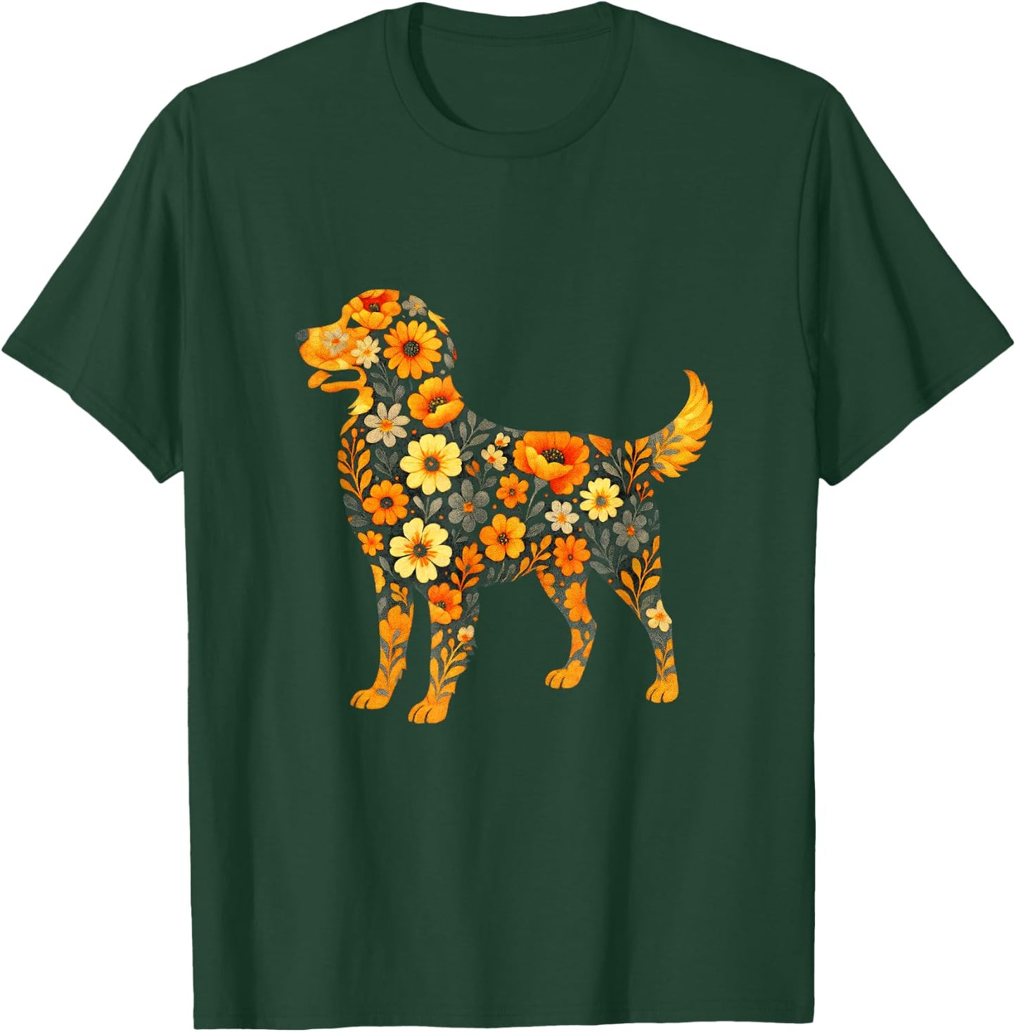 Wildflower Golden Retriever - Puppy Art T-Shirt - T-Shirt | Forest