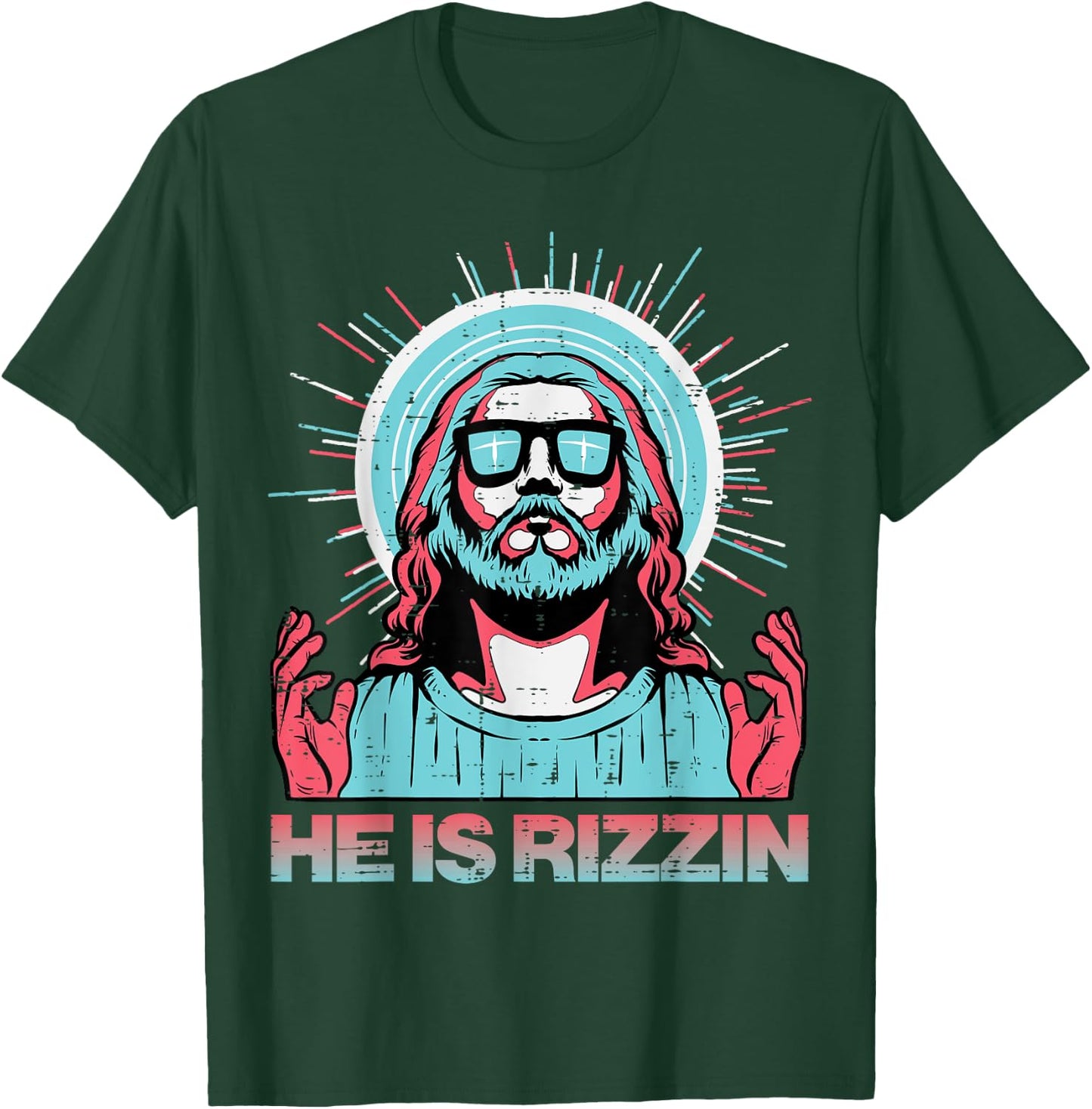 He Is Rizzin Risen Jesus Easter Funny Saying Women Men Kids T-Shirt - T-Shirt | Forest