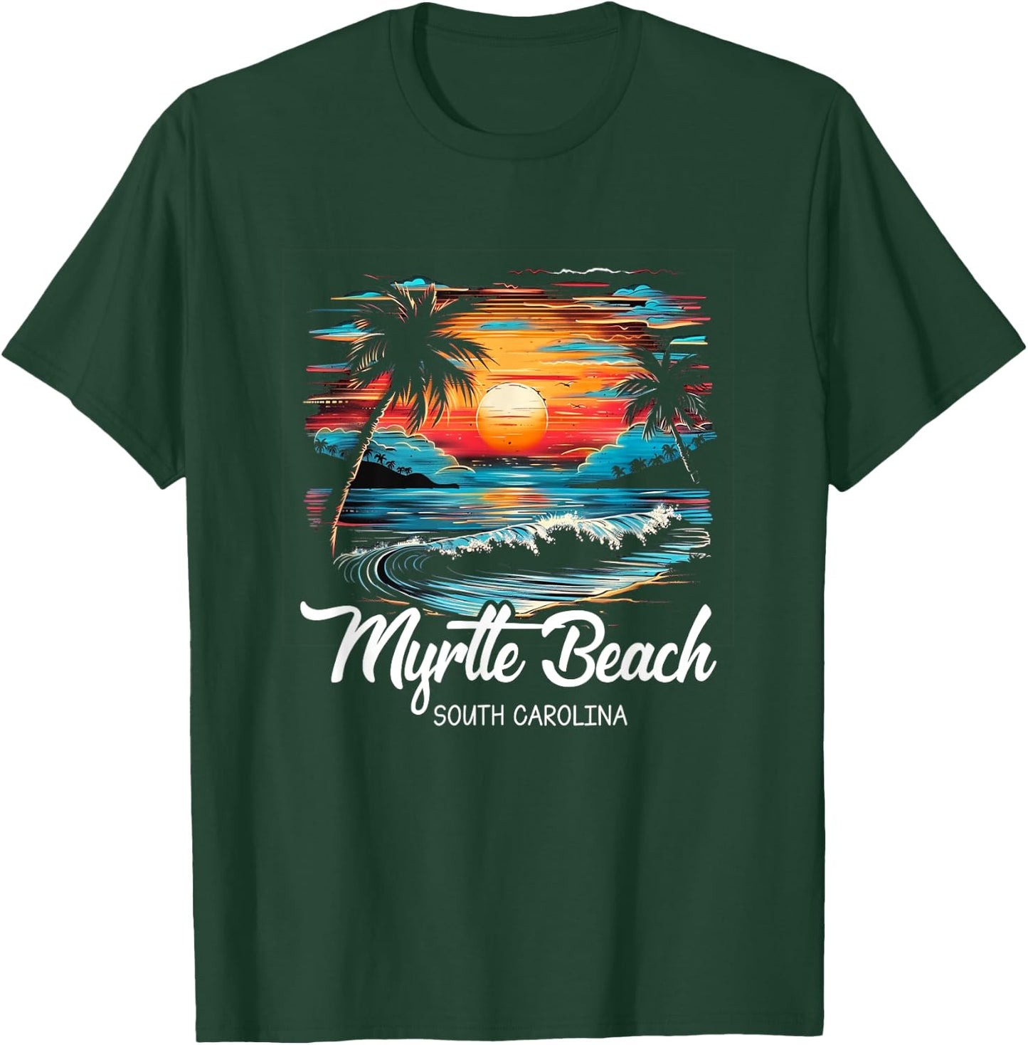 Family Vacation Retro Sunset South Carolina Myrtle Beach T-Shirt - T-Shirt | Forest