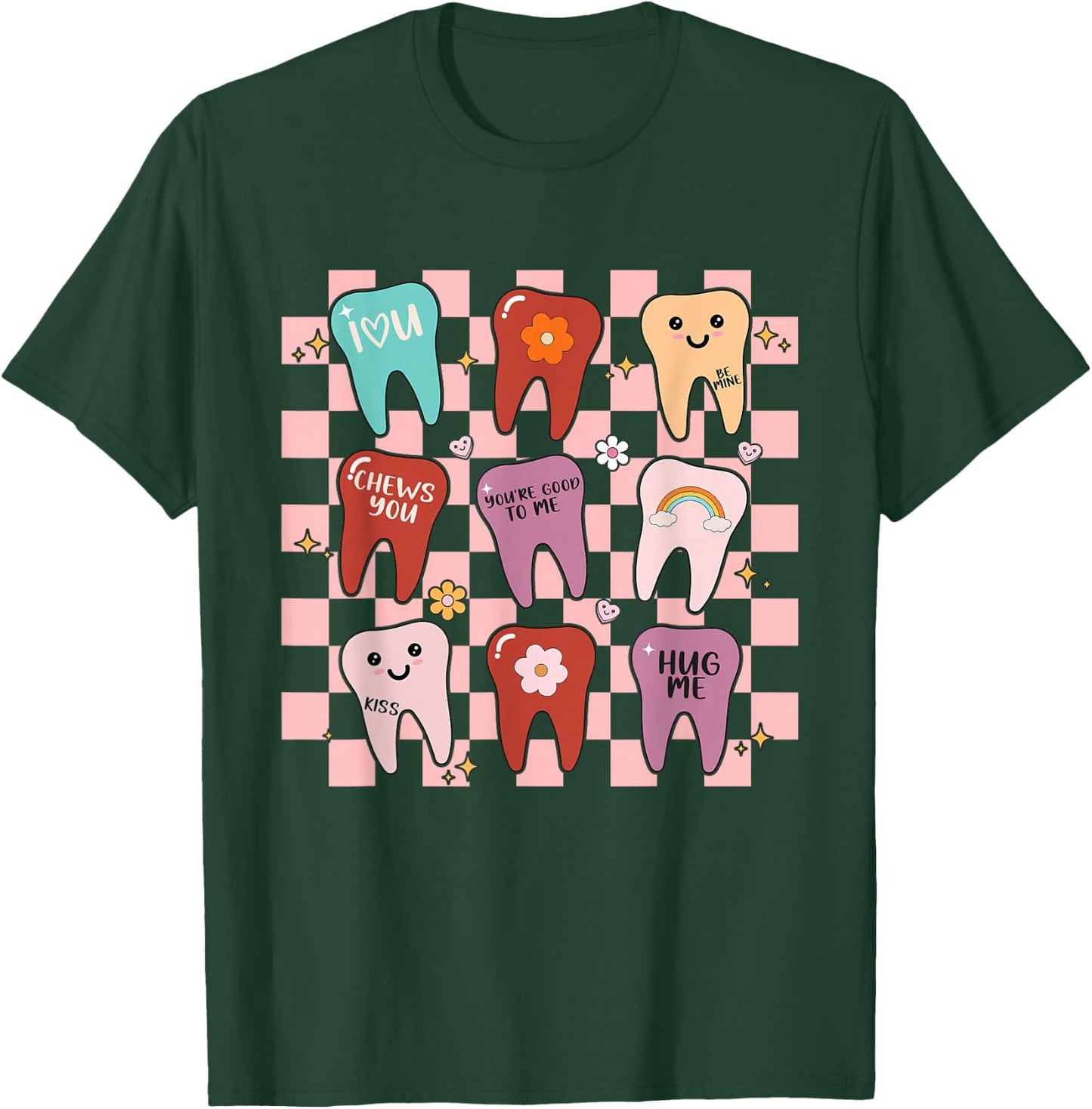 Dental Valentines Cute Teeth Hugging Heart Dentist T-Shirt - T-Shirt | Forest