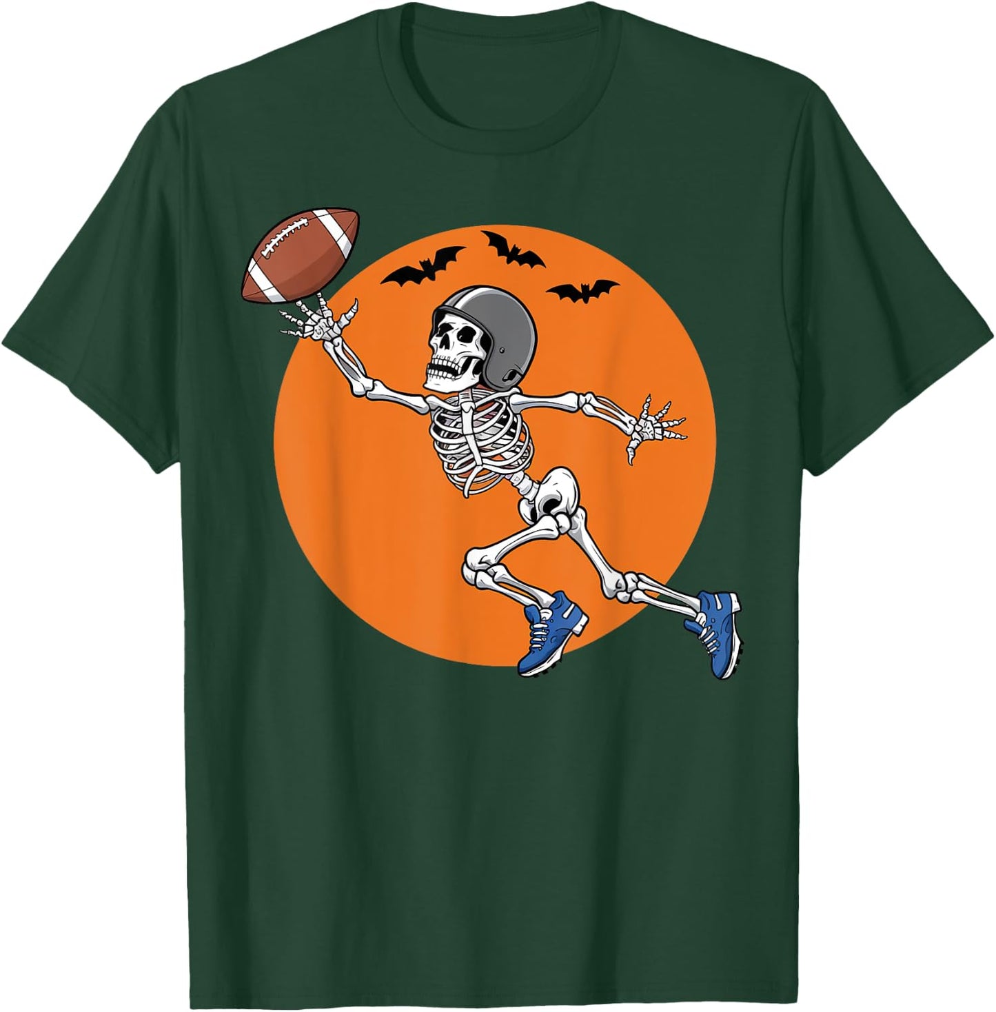 American Football Skeleton Halloween Gifts Men Women Boys T-Shirt - T-Shirt | Forest