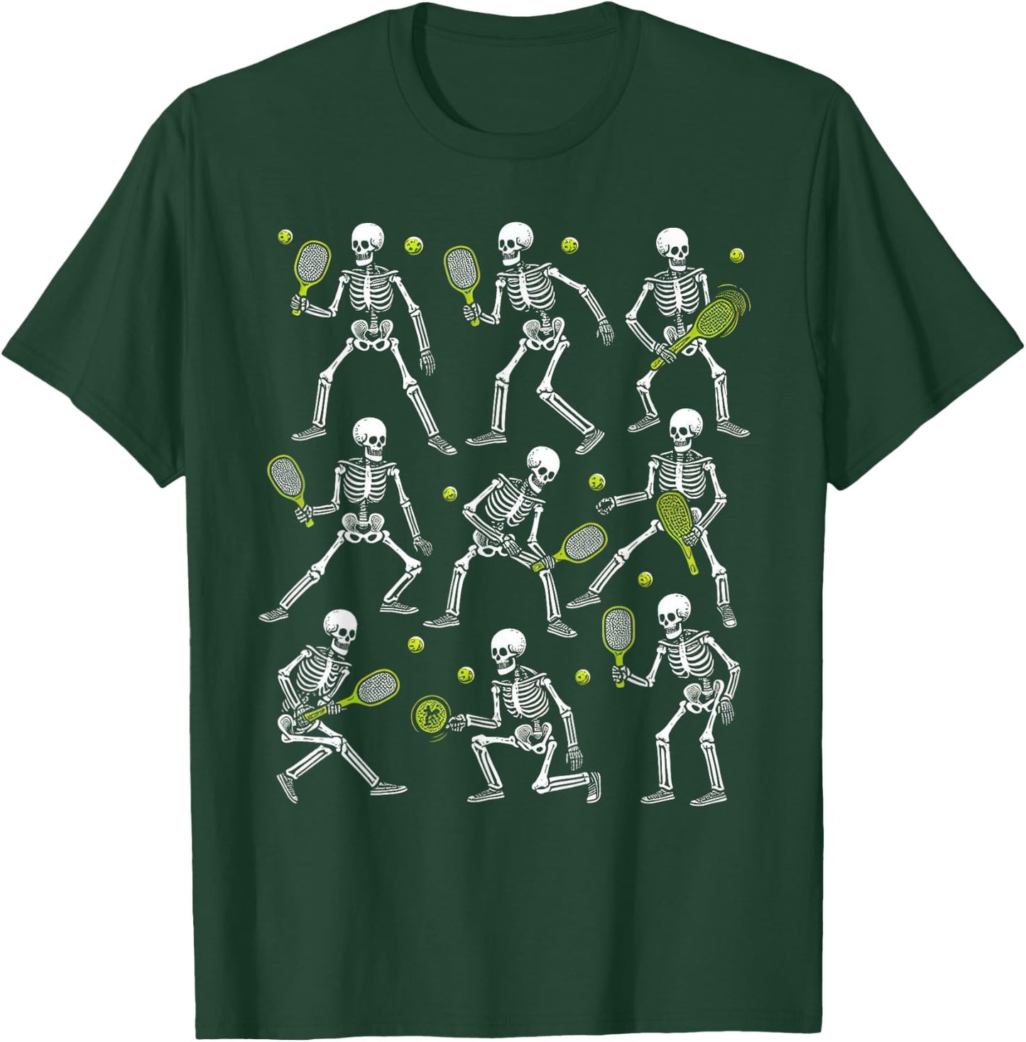 Funny Halloween Pickle Ball Skeletons Play Pickle Ball Boys T-Shirt - T-Shirt | Forest