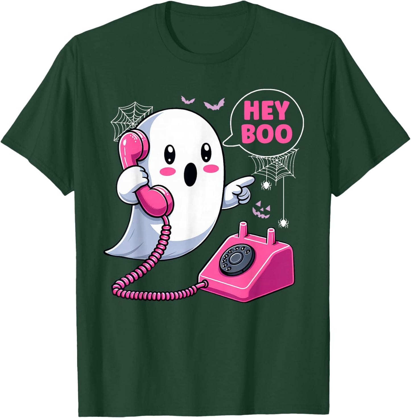 Groovy Hey Boo Cute Ghost Funny Halloween Girls Women Kids T-Shirt - T-Shirt | Forest