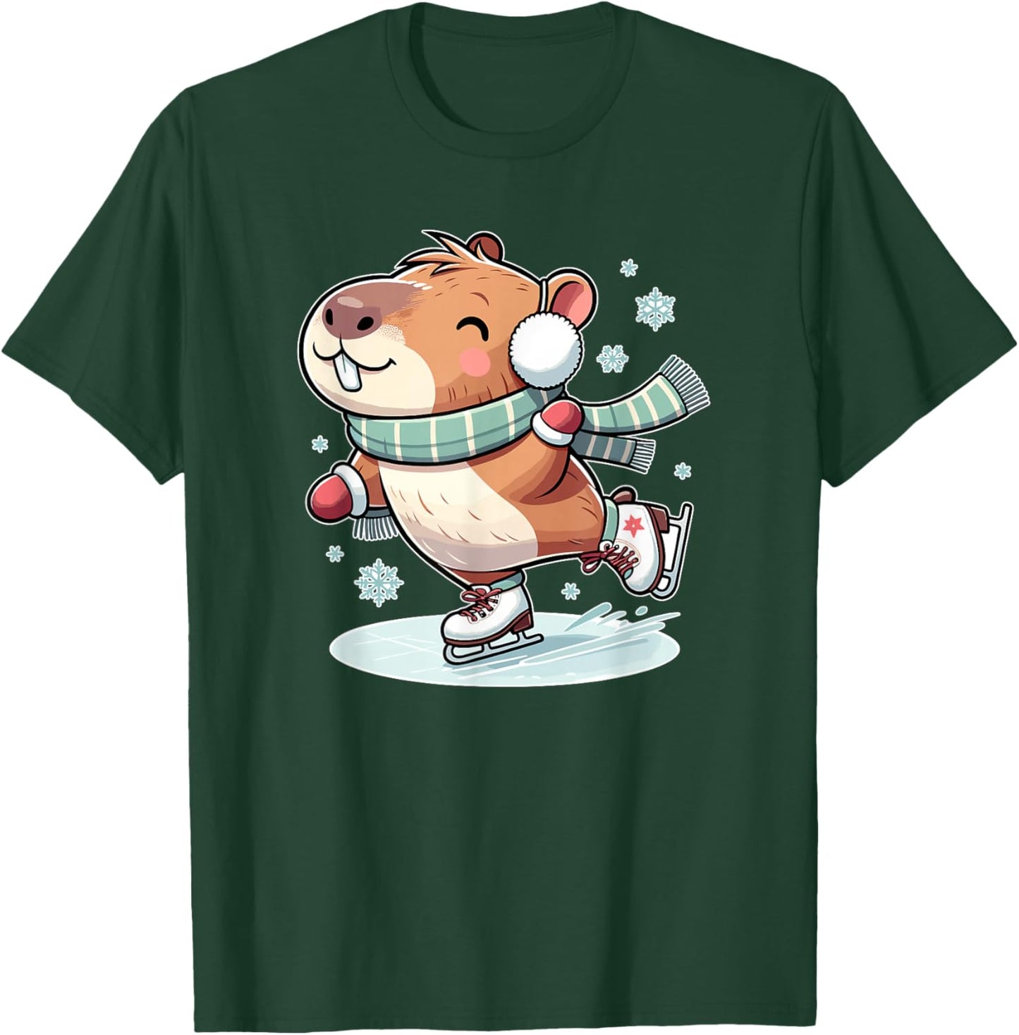 Amazing Ice Skating Capybara Costume for Capybara Holders T-Shirt - T-Shirt | Forest