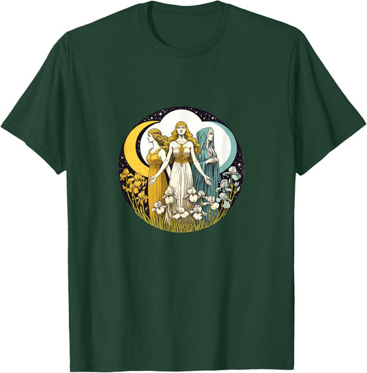 Triple Goddess Moon Goddesses maiden mother crone pagan T-Shirt - T-Shirt | Forest