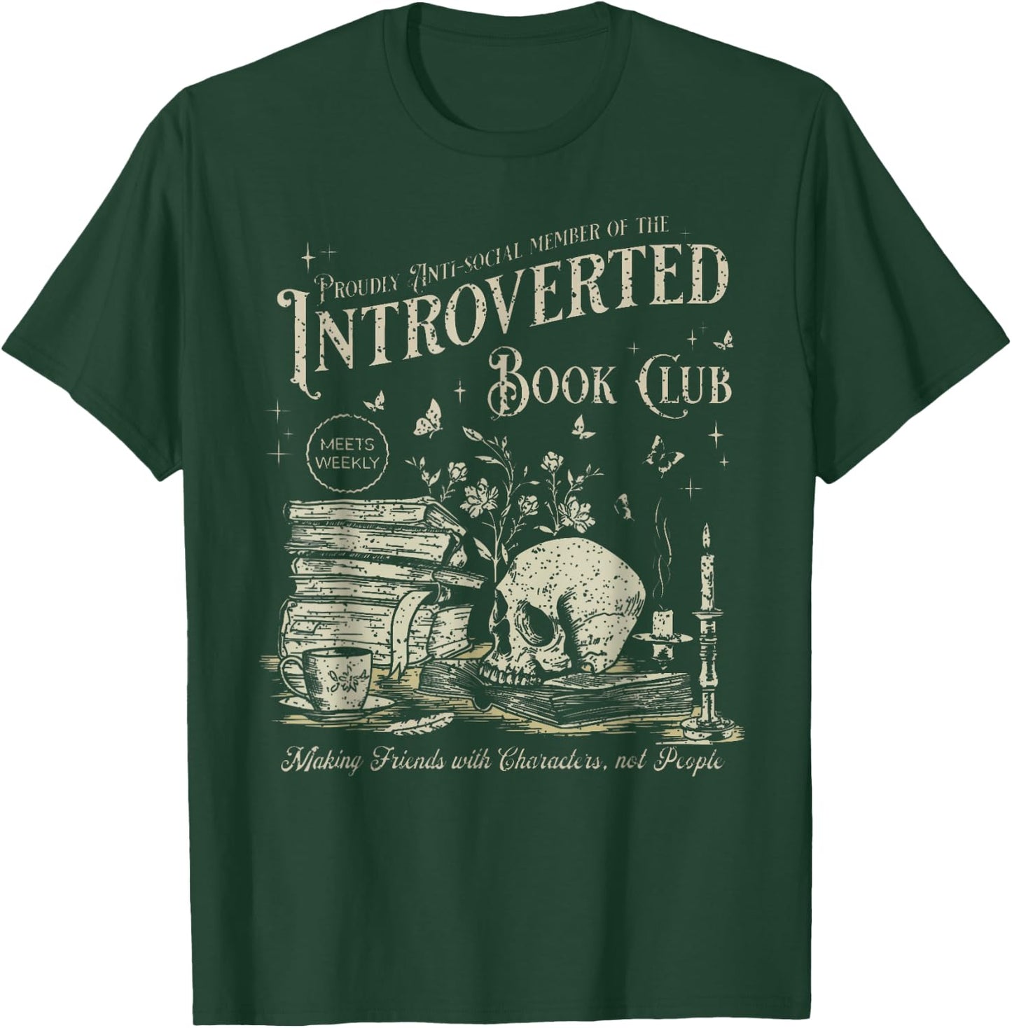 Retro Proud Anti Social Member Of Introverted Book Club T-Shirt - T-Shirt | Forest
