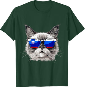 Slovenia Flag Cat Mom Souvenirs Products Kitten Slovenian T-Shirt - T-Shirt | Forest
