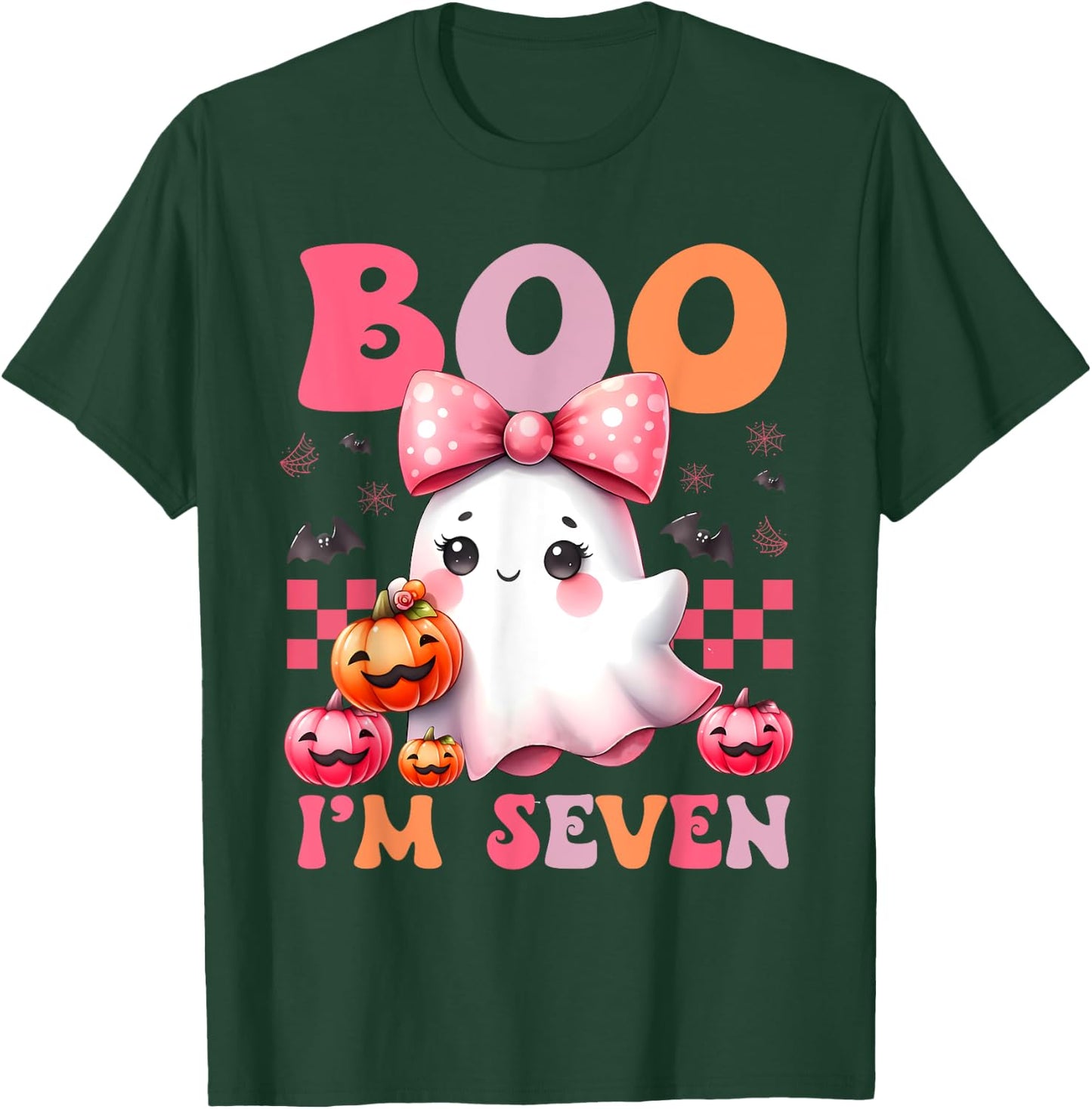 Boo I'm Seven Ghost Seventh 7th Birthday Halloween Girls T-Shirt - T-Shirt | Forest