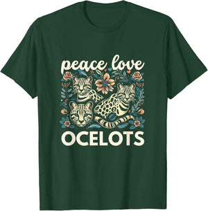Ocelot Shirt Ocelot Lover Peace Love Ocelots T-Shirt - T-Shirt | Forest