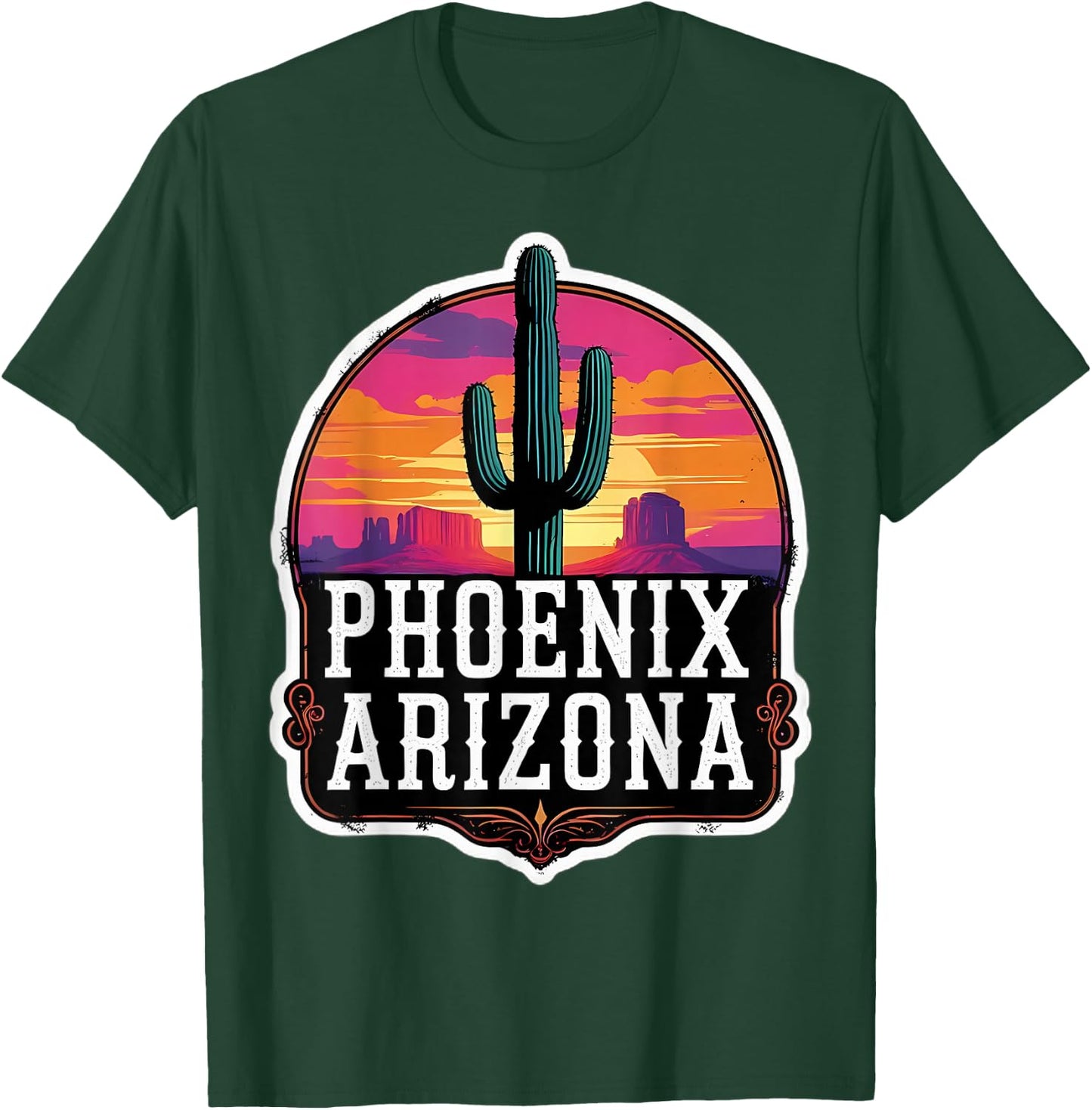 Vintage Phoenix Arizona Cactus Retro Sunset Valley Sun Cacti T-Shirt - T-Shirt | Forest