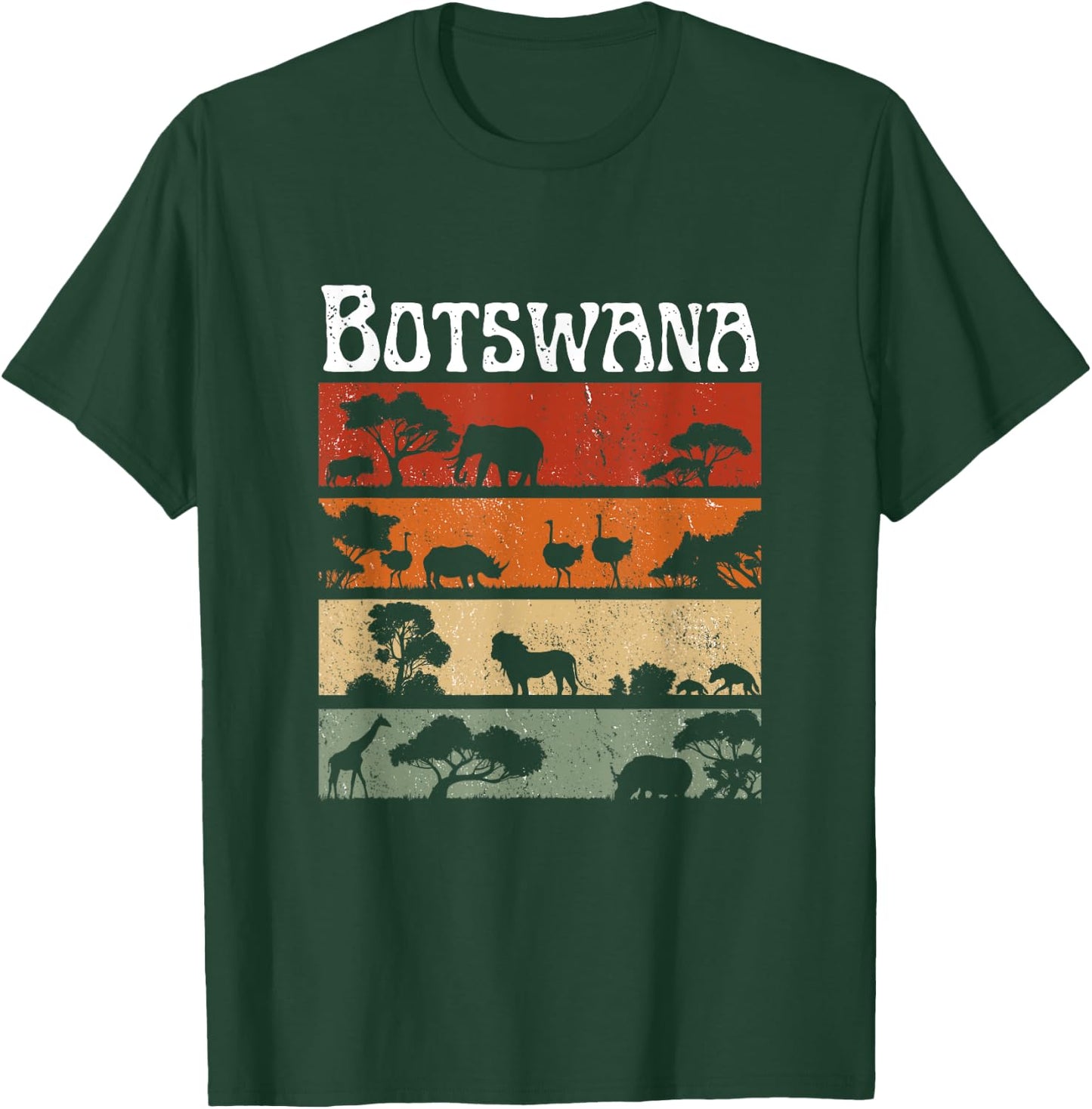 Retro Africa Botswana Safari Travel Botswana Tour T-Shirt - T-Shirt | Forest