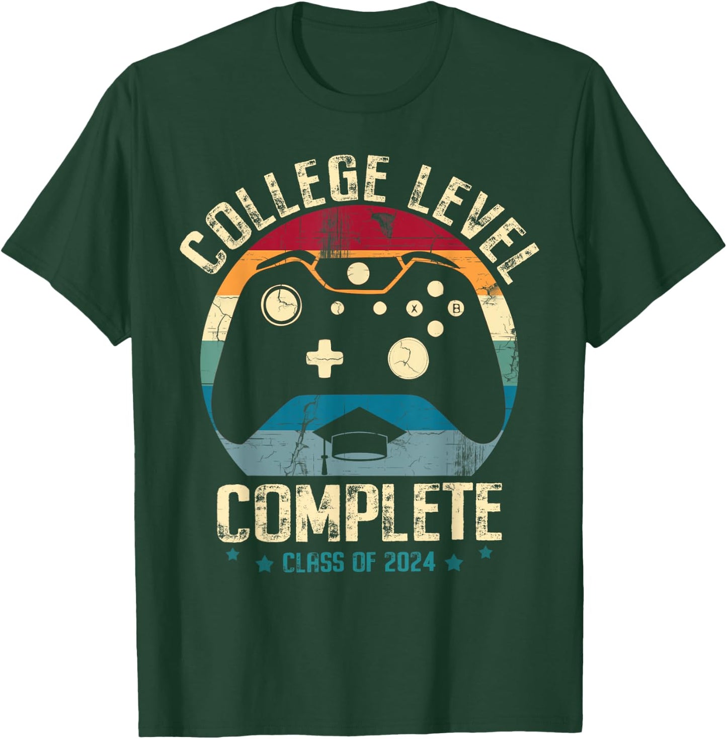 College Level Complete Class of 2024 Gamer Graduation Grad T-Shirt - T-Shirt | Forest