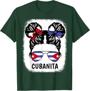 Cubanita Cuban Girl Cuba Flag Kids Women Hispanic Heritage T-Shirt - T-Shirt | Forest