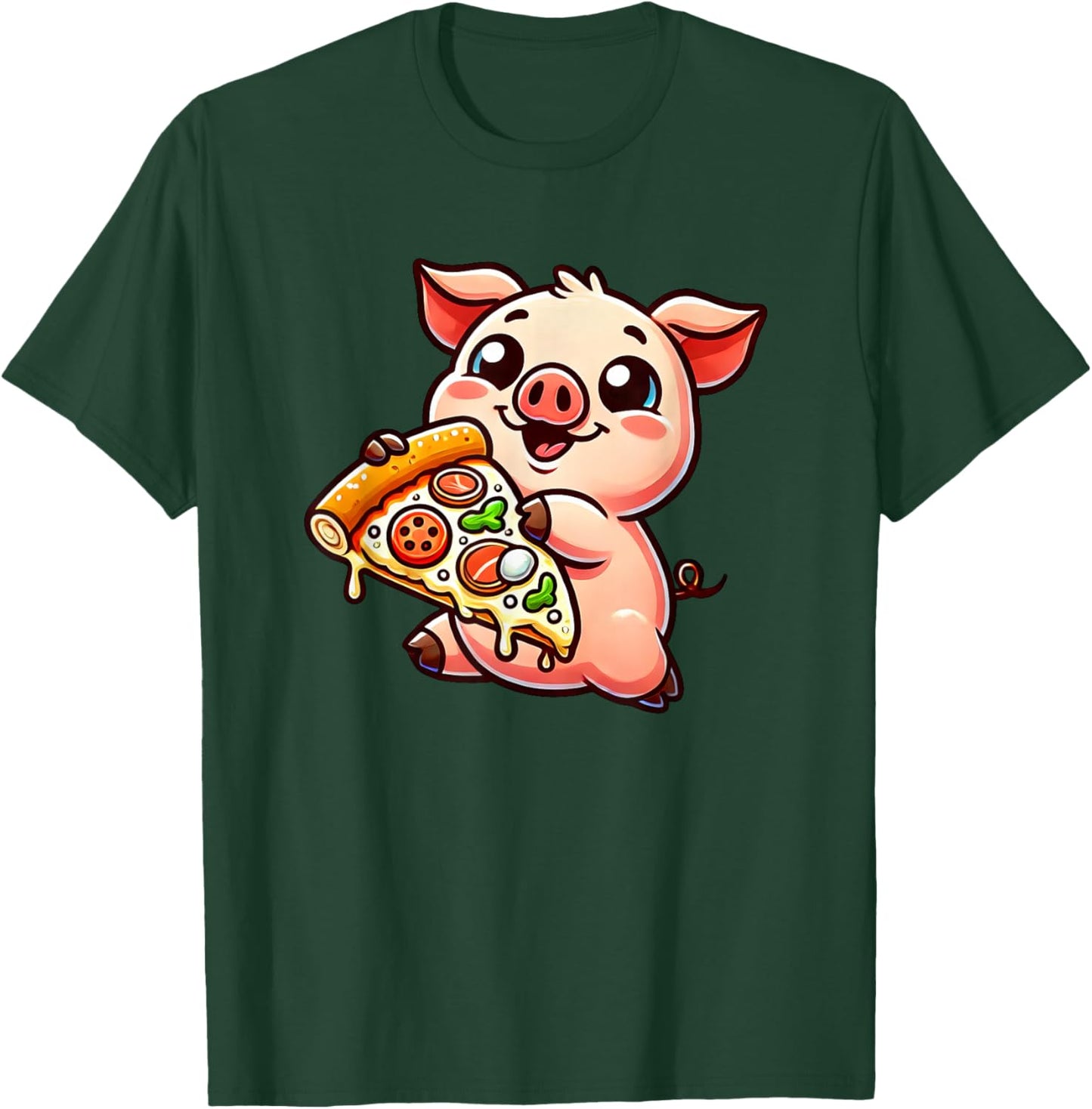 Cute Cartoon Pig Pizza Lover Funny T-Shirt - T-Shirt | Forest
