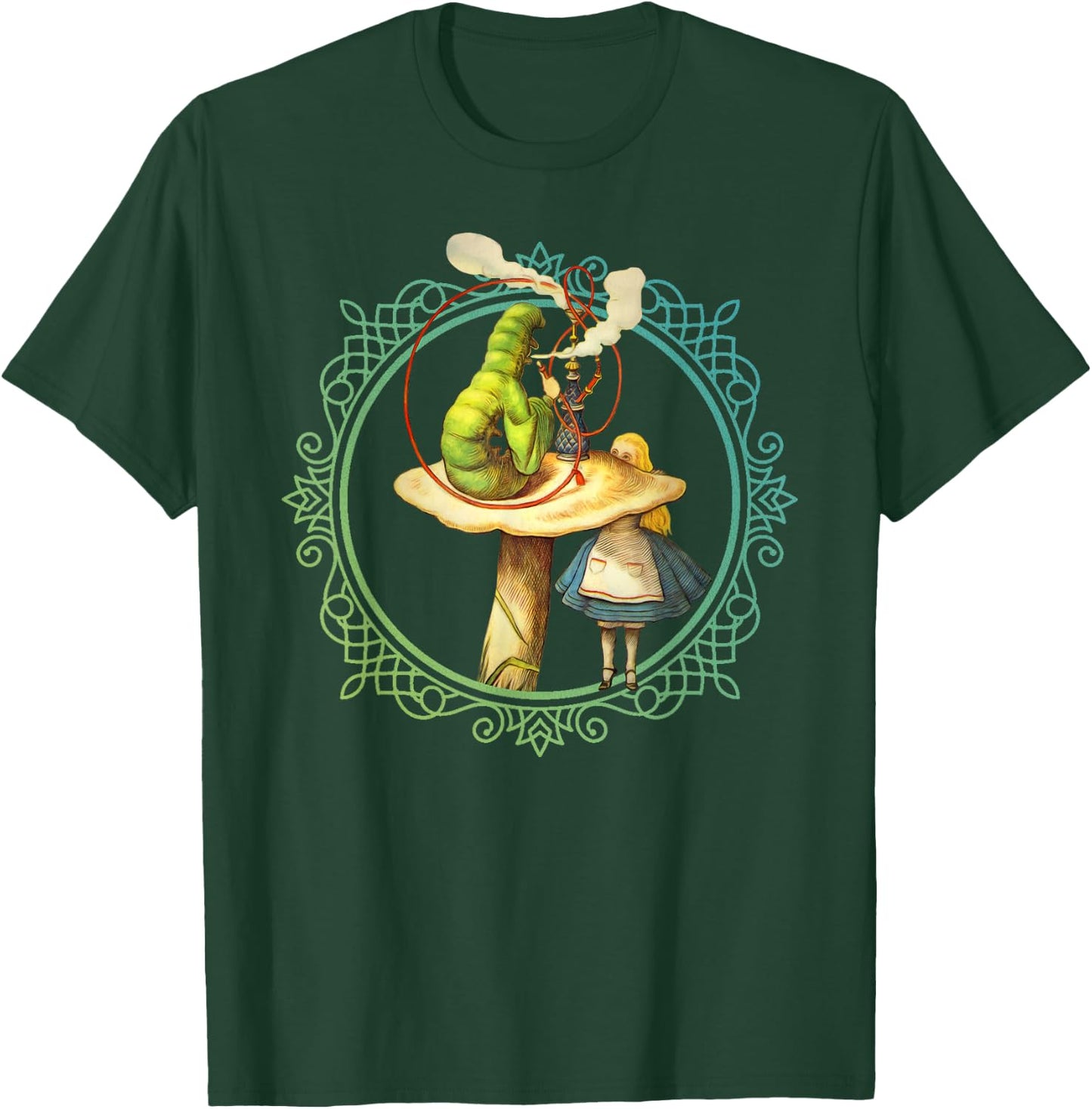 Alice and the Smoking Caterpillar - T Shirt Design T-Shirt - T-Shirt | Forest