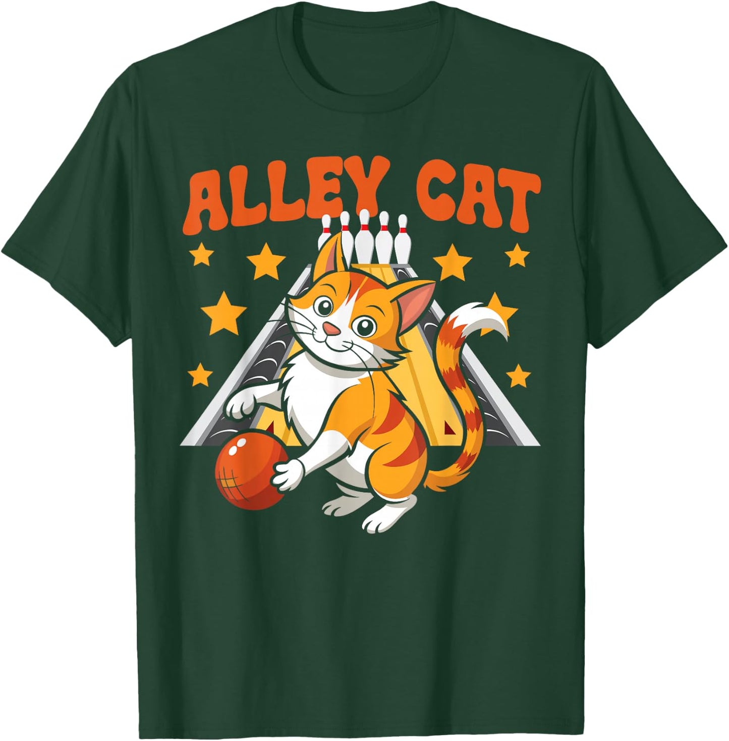 Funny Bowling Cat Pun Alley Cat T-Shirt - T-Shirt | Forest