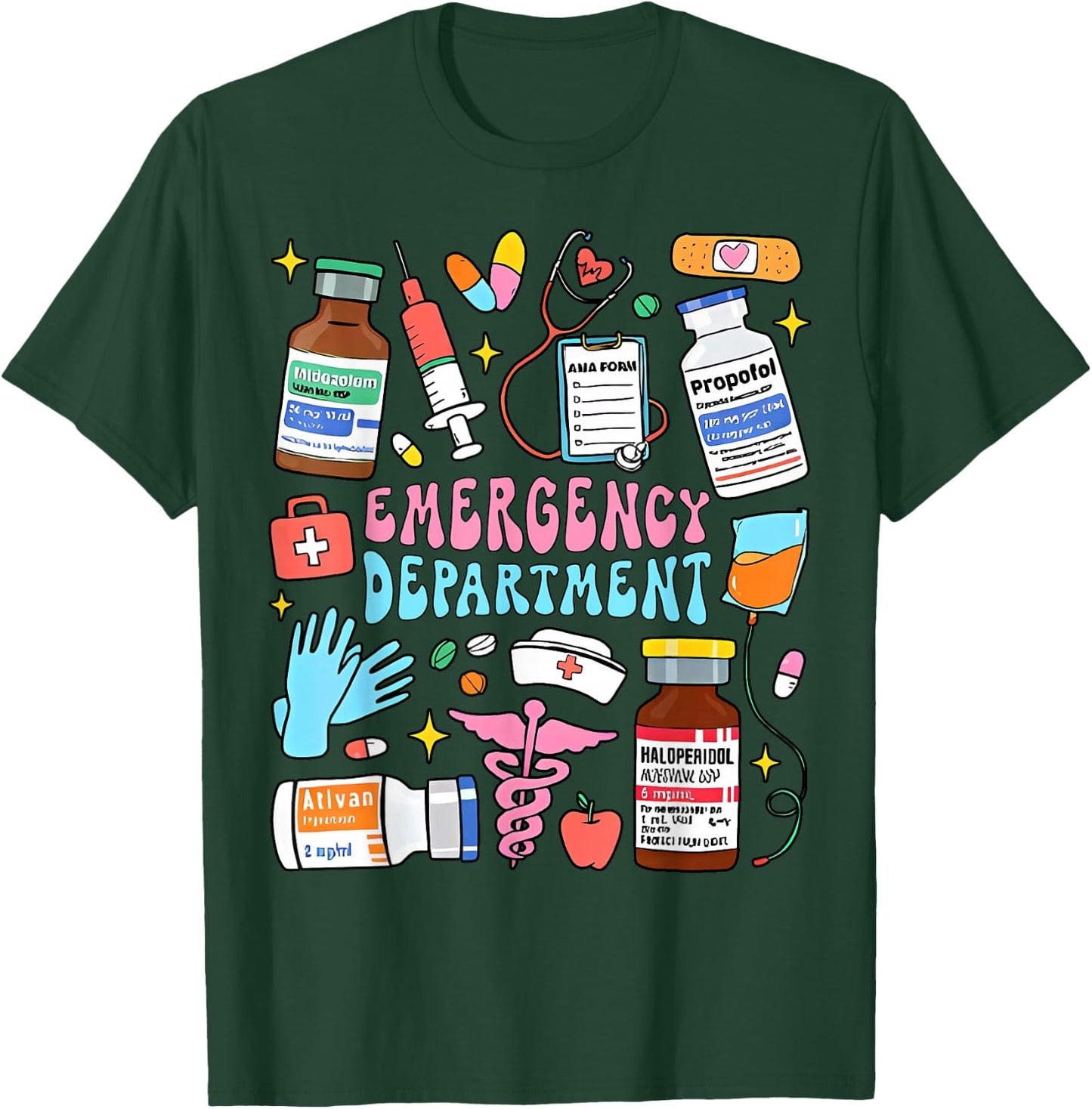Retro Emergency Department Emergency Room ER ED Nurse Tech T-Shirt - T-Shirt | Forest