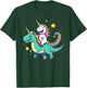 Cute Unicorn Riding T-Rex Rainbow Galaxy Design T-Shirt - T-Shirt | Forest