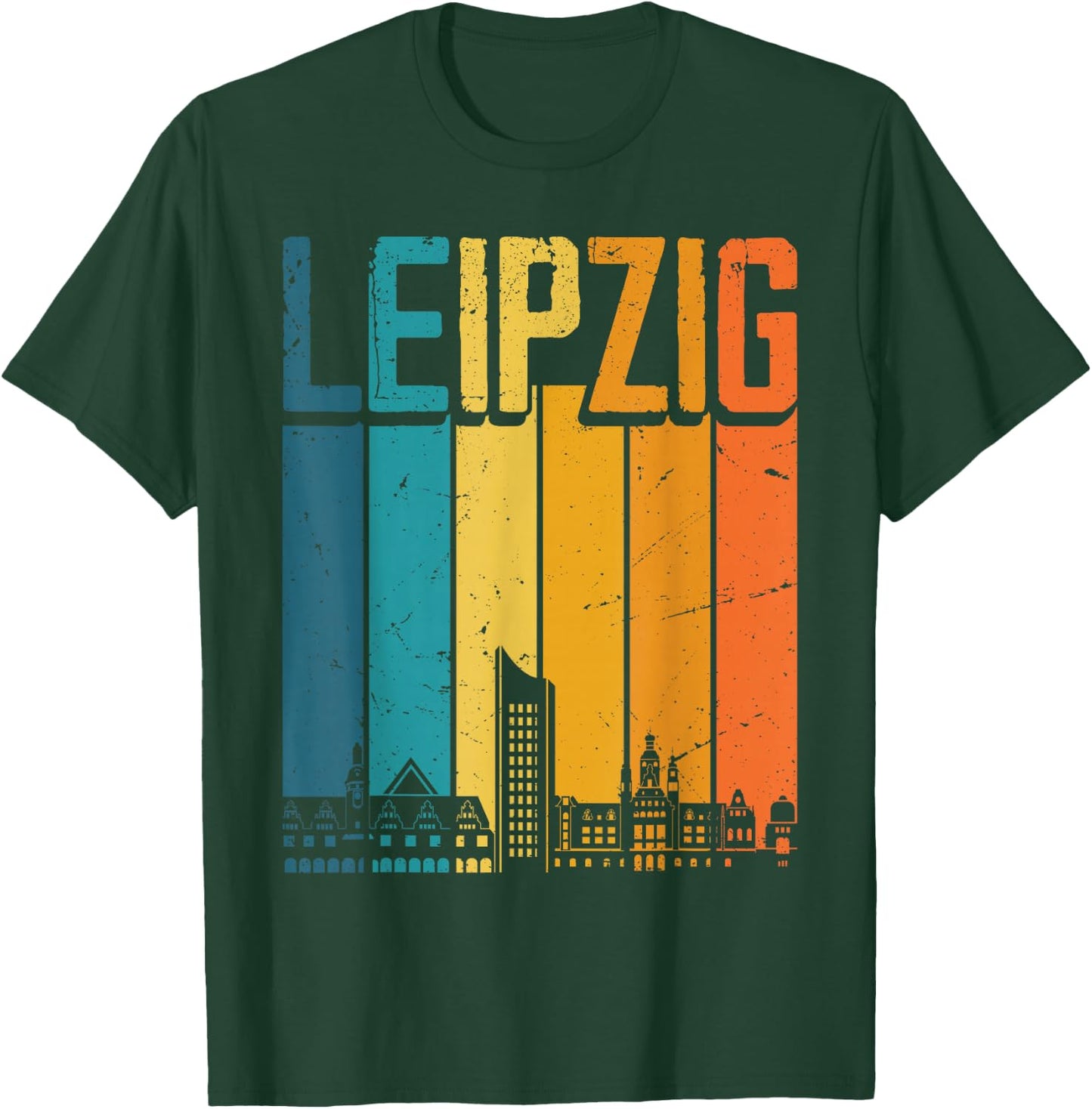Leipzig Skyline Retro Vintage Souvenir Leipzig T-Shirt - T-Shirt | Forest
