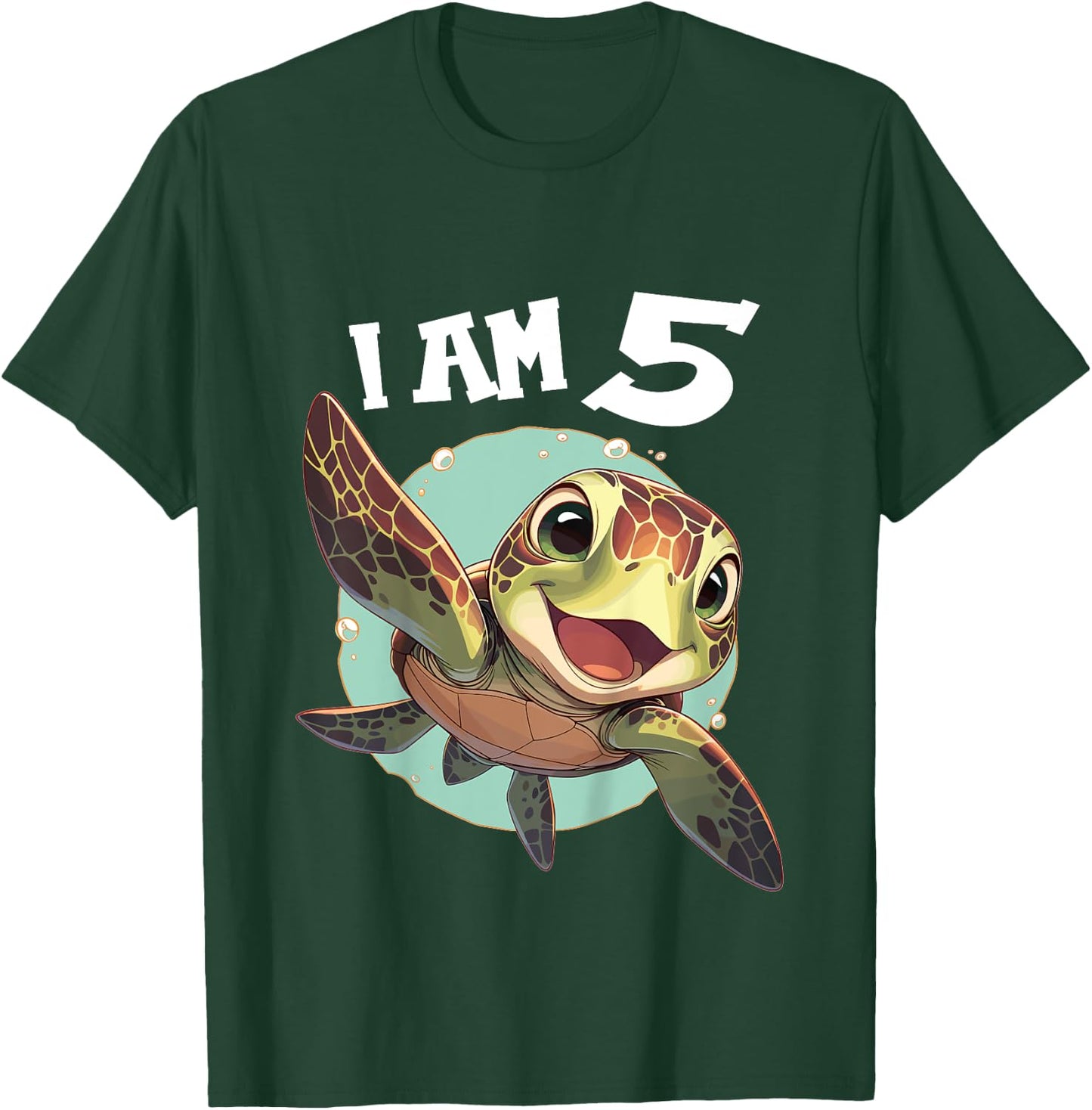 Kids 5 Years old 5 birthday Sea Turtles Boy Girl Sea Turtle T-Shirt - T-Shirt | Forest