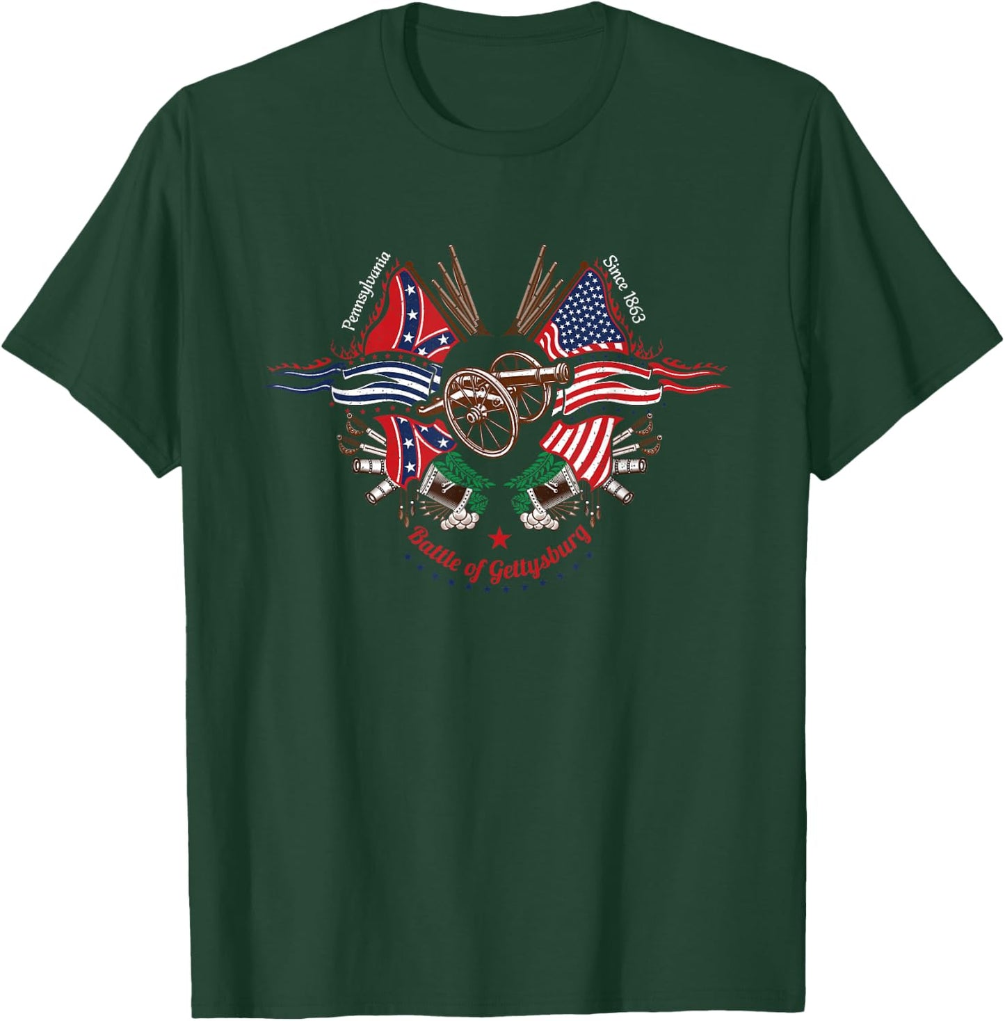 Vintage American Civil War Gettysburg Pennsylvania Souvenir T-Shirt - T-Shirt | Forest