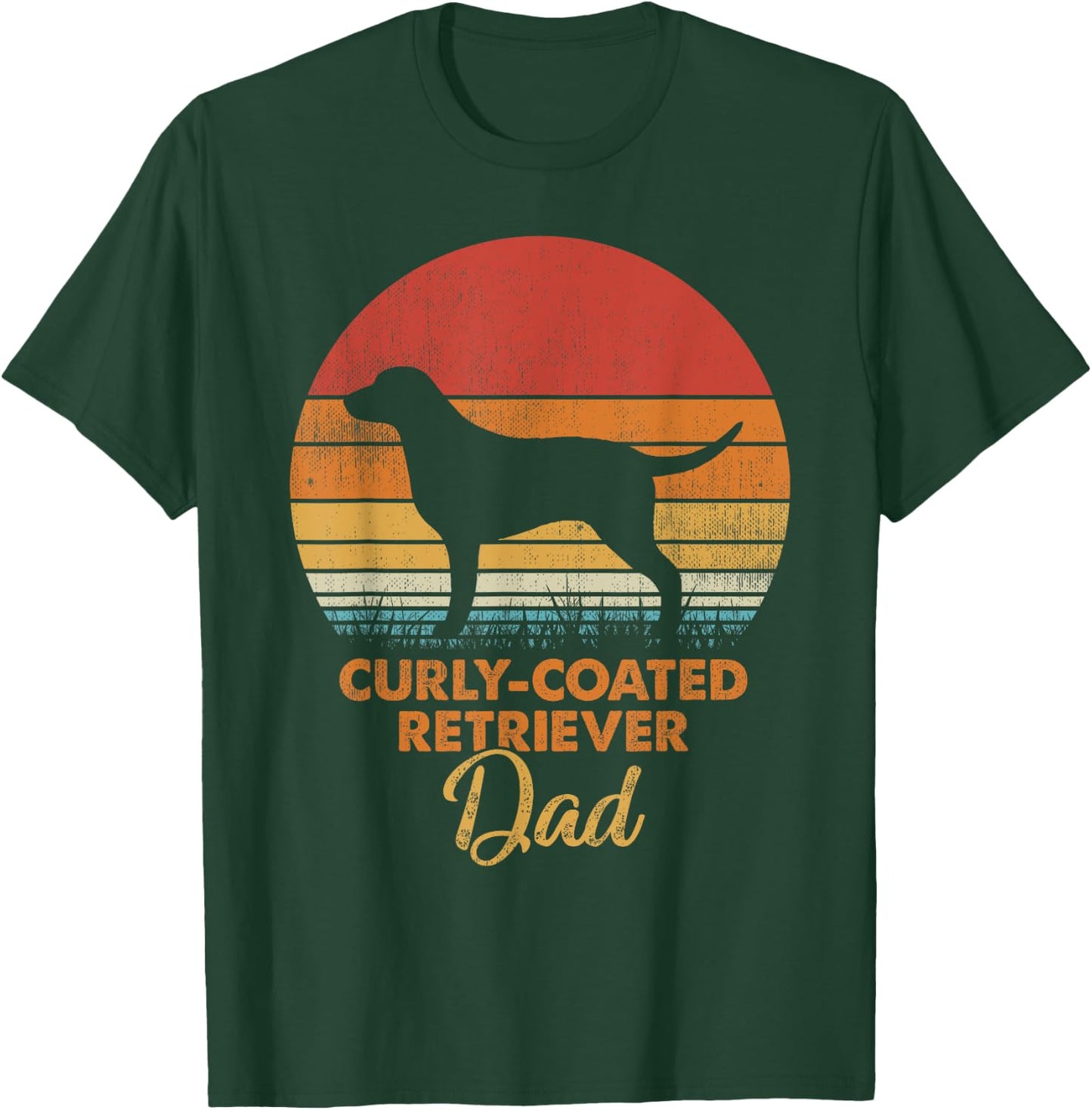 Retro Vintage Sunset Curly Coated Retriever Dad T-Shirt - T-Shirt | Forest