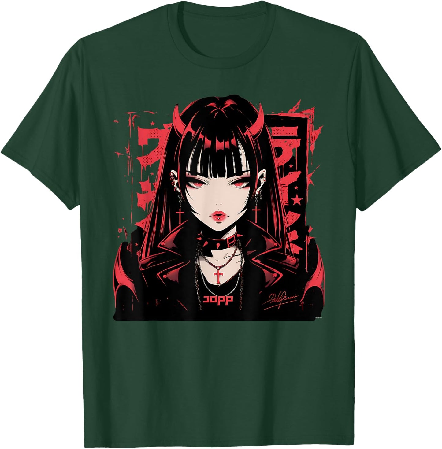 Goth Grunge Demon Anime Girl Waifu Horror Alt Aesthetic T-Shirt - T-Shirt | Forest