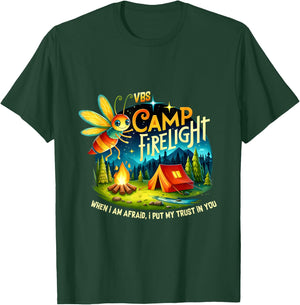 VBS Camp Firework 2024 Camp Firelight Vacation Bible School T-Shirt - T-Shirt | Forest