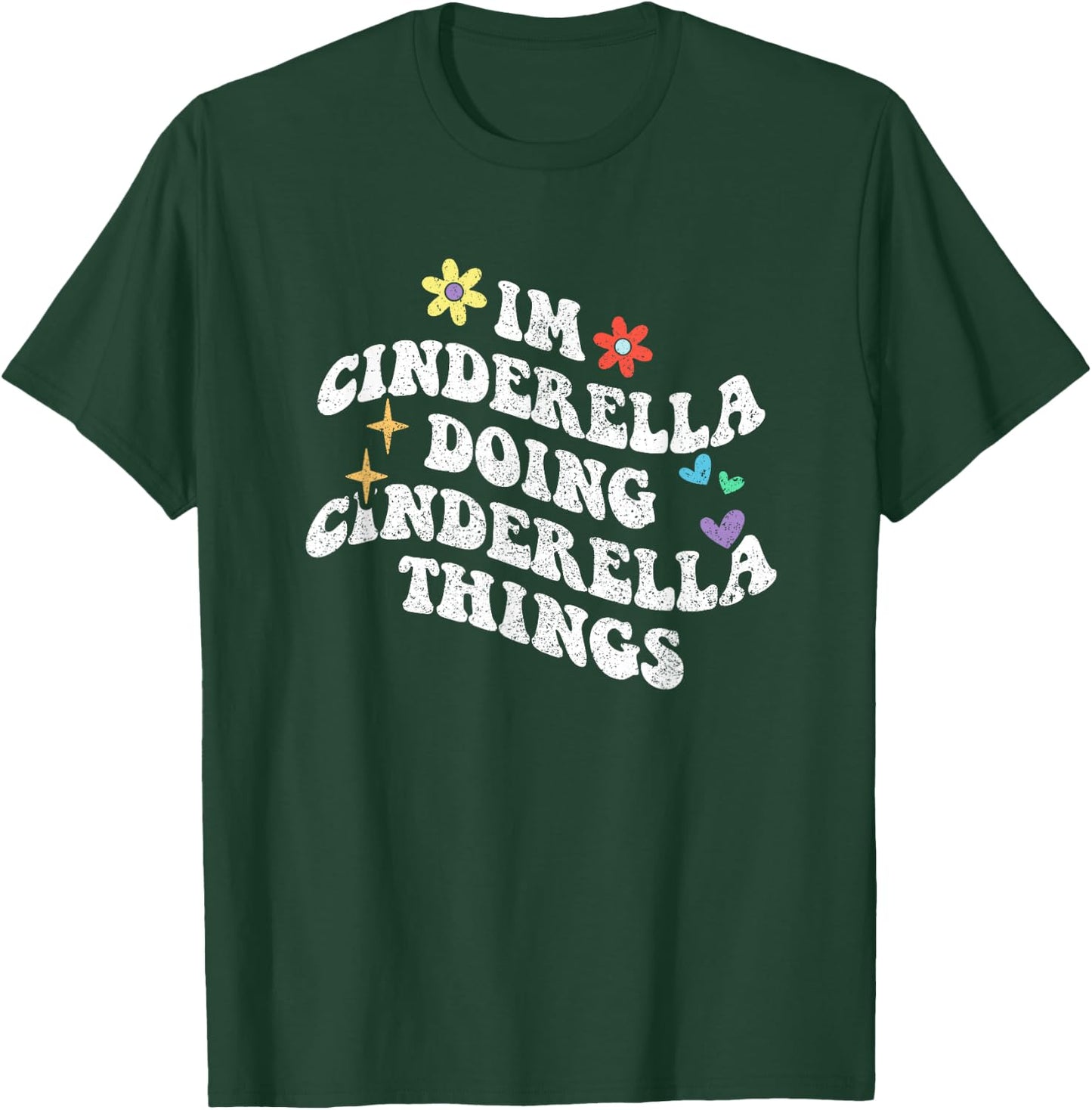 Personalized Name Mothers Day outfit Retro Groovy Im Cinderella Doing Cinderella Things Funny T-Shirt - T-Shirt | Forest