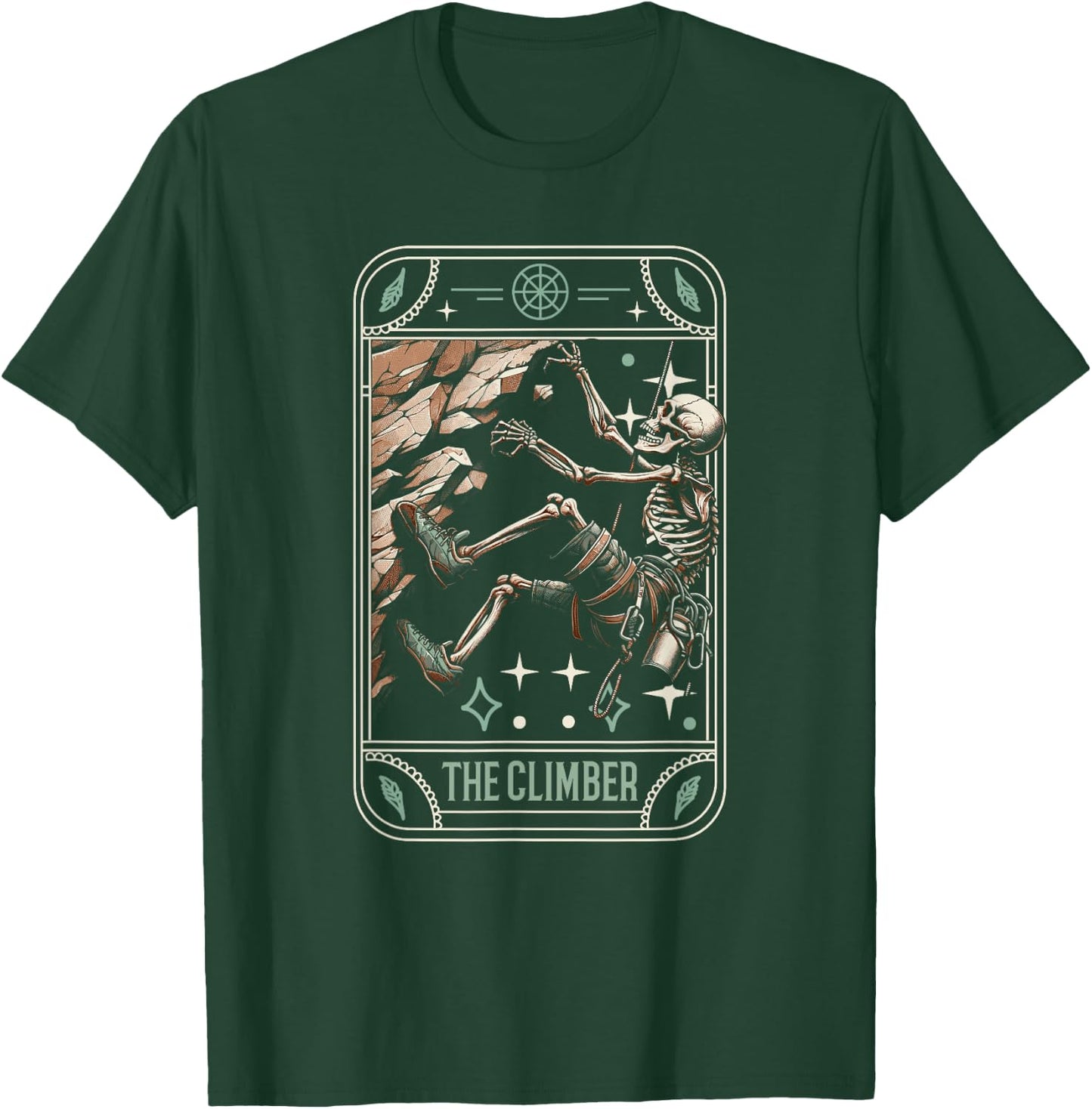 Climber Bouldering - Climb Rock Climbing Skeleton Tarot Card T-Shirt - T-Shirt | Forest